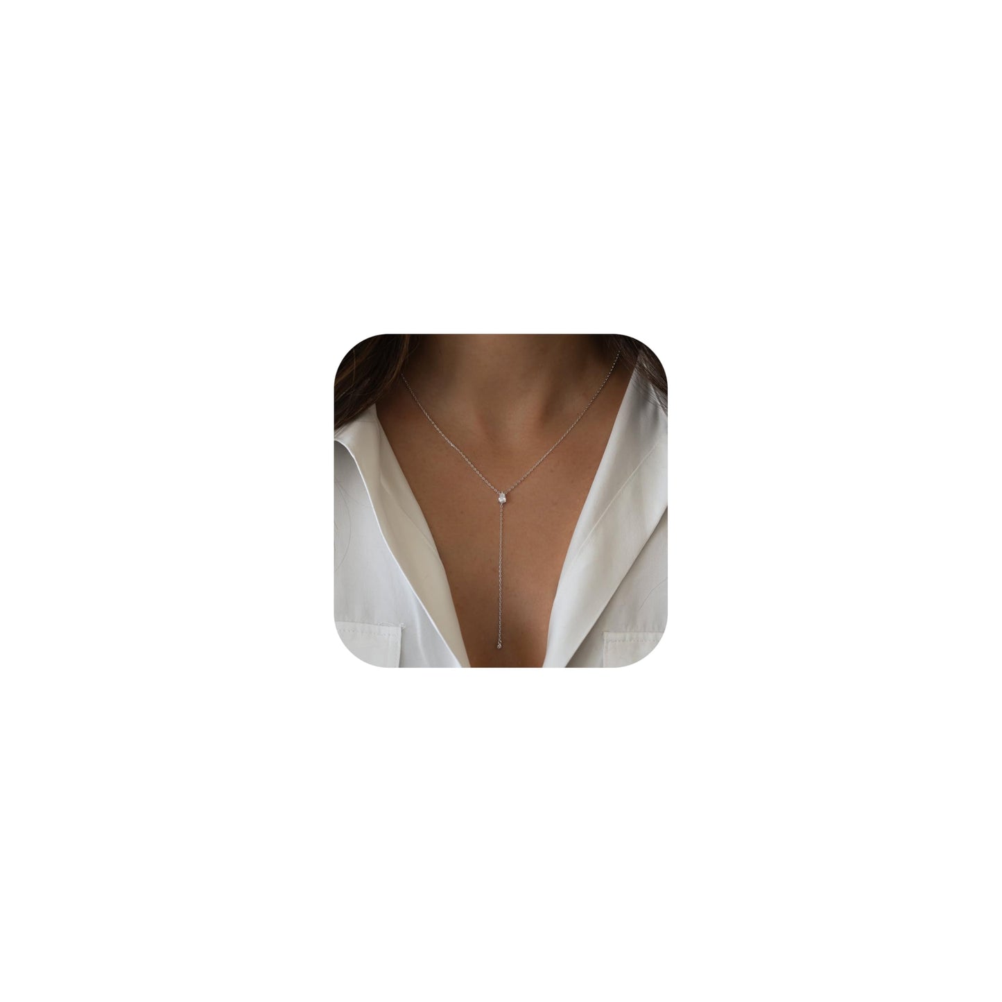 Fglqfam Lariat Necklace for Women, Dainty Long Necklaces, 14k Gold/Silver Plated Y-Shaped Drop Chain Necklace, Simple Layered Necklaces, Trendy Jewelry Gifts