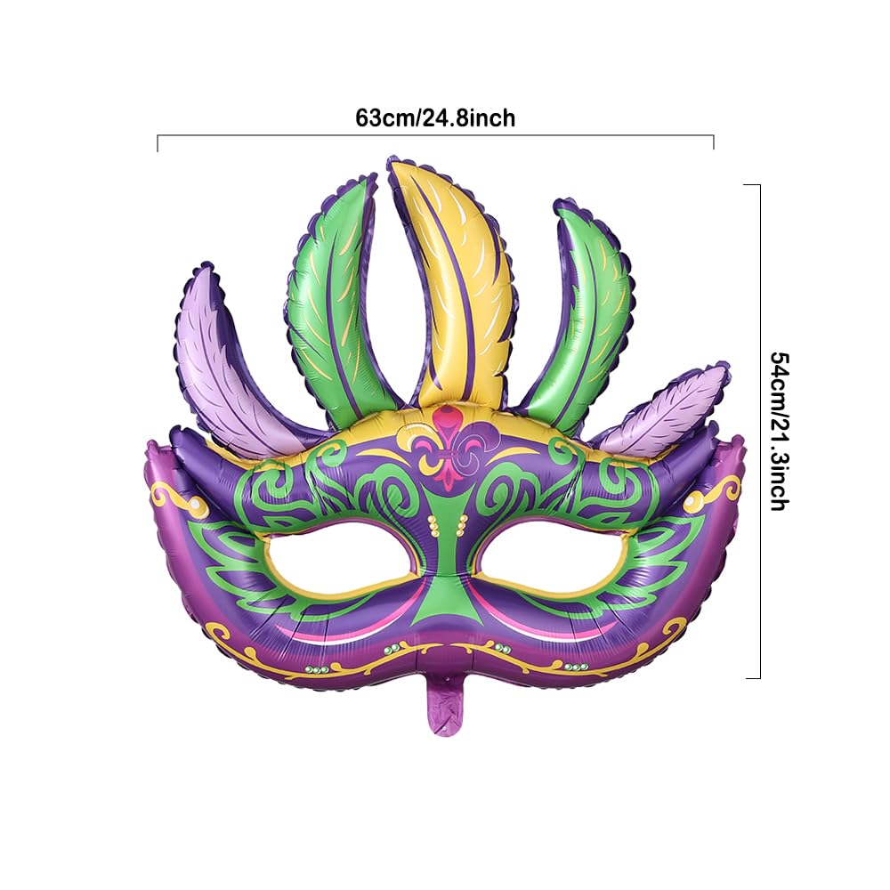 Mardi Gras Purple Green Hot Pink Gold Balloon Garland Arch Kit 156Pcs with Large Mardi Mask Explosion Star Foil Balloons for Carnival Birthday Masquerade Party Decorations Fat Tuesday Party Supplies