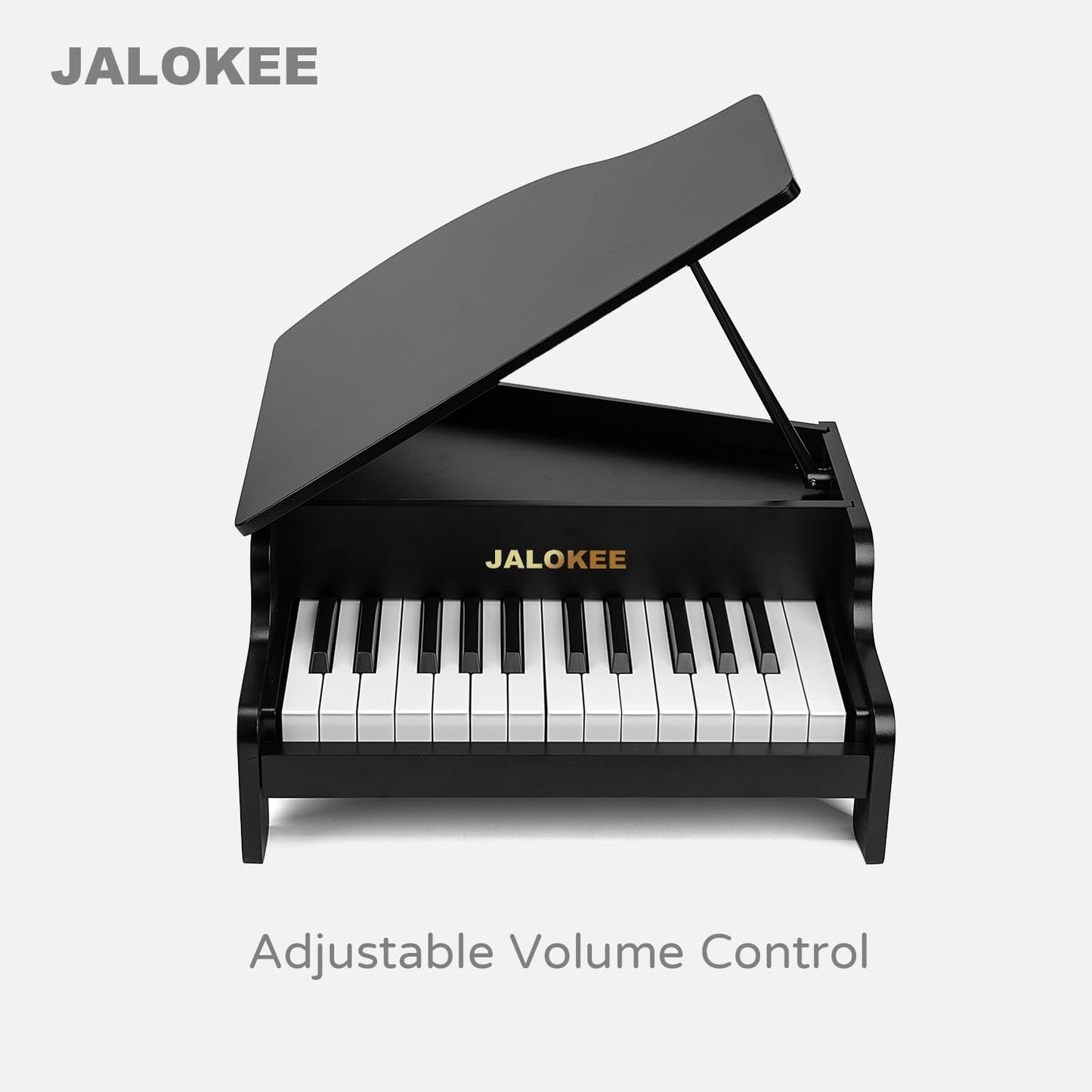 JALOKEE Kids Piano Keyboard, 25 Keys Grand Piano for Kids, Mini Music Educational Instrument Toy, Volume Adjustable, Wood Toy for Toddlers Girls Boys (Black)