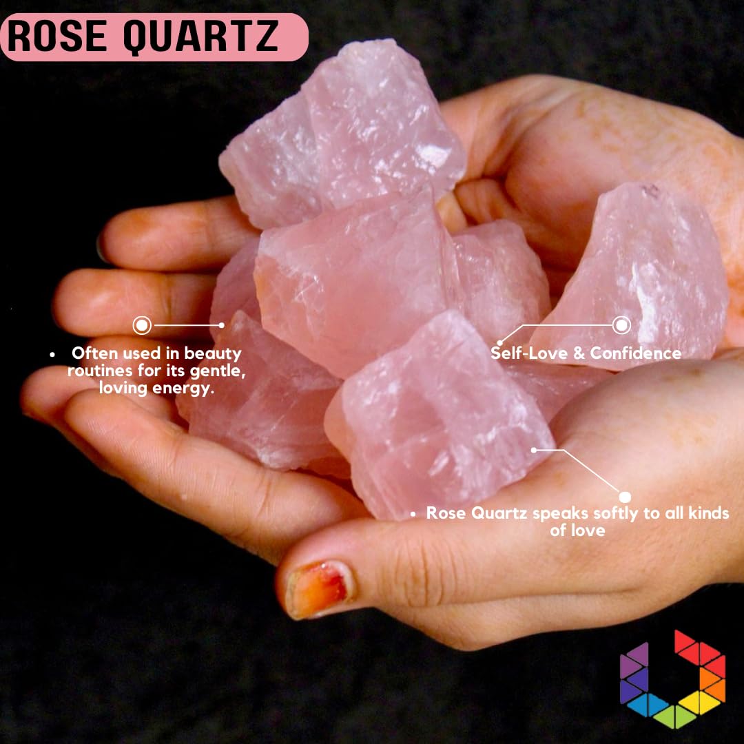 Rose Quartz Raw Crystals β Large 1.25-2.0β Natural Healing Stones for Love, Meditation, Chakra, Reiki, Crystal Grid, Energy Work, Tumbling, Wire Wrapping, and Spiritual Home Decor