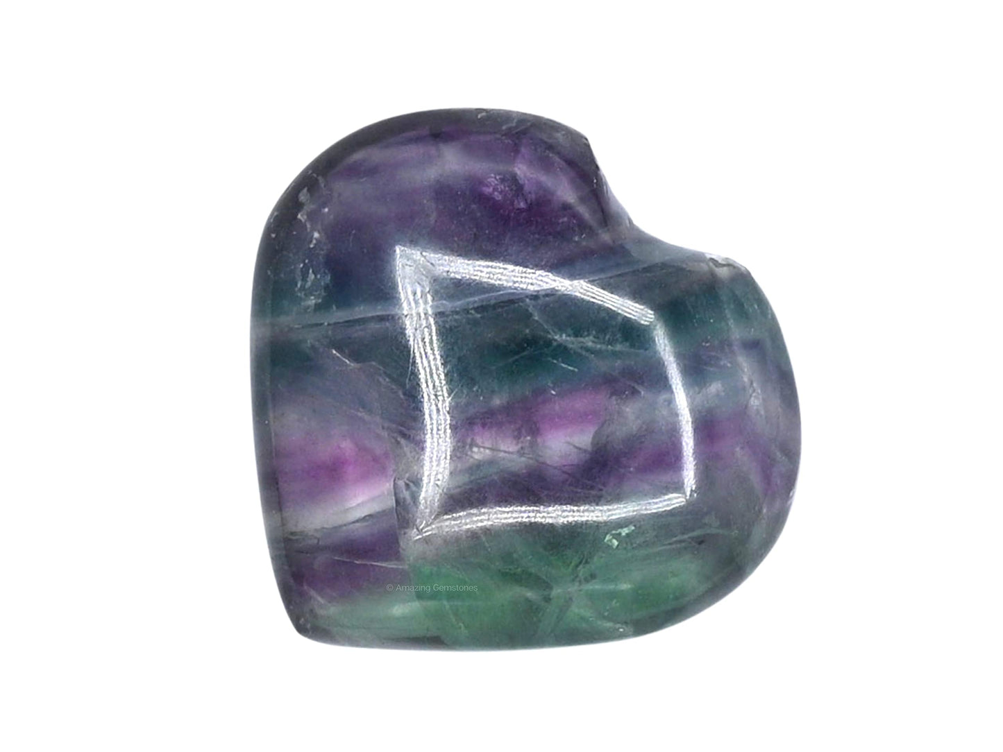 Amazing Gemstone Purple Fluorite Crystal Heart Palm Stone - Pocket Massage Worry Stone for Natural Body Chakra Balancing, Reiki Healing and Crystal Grid