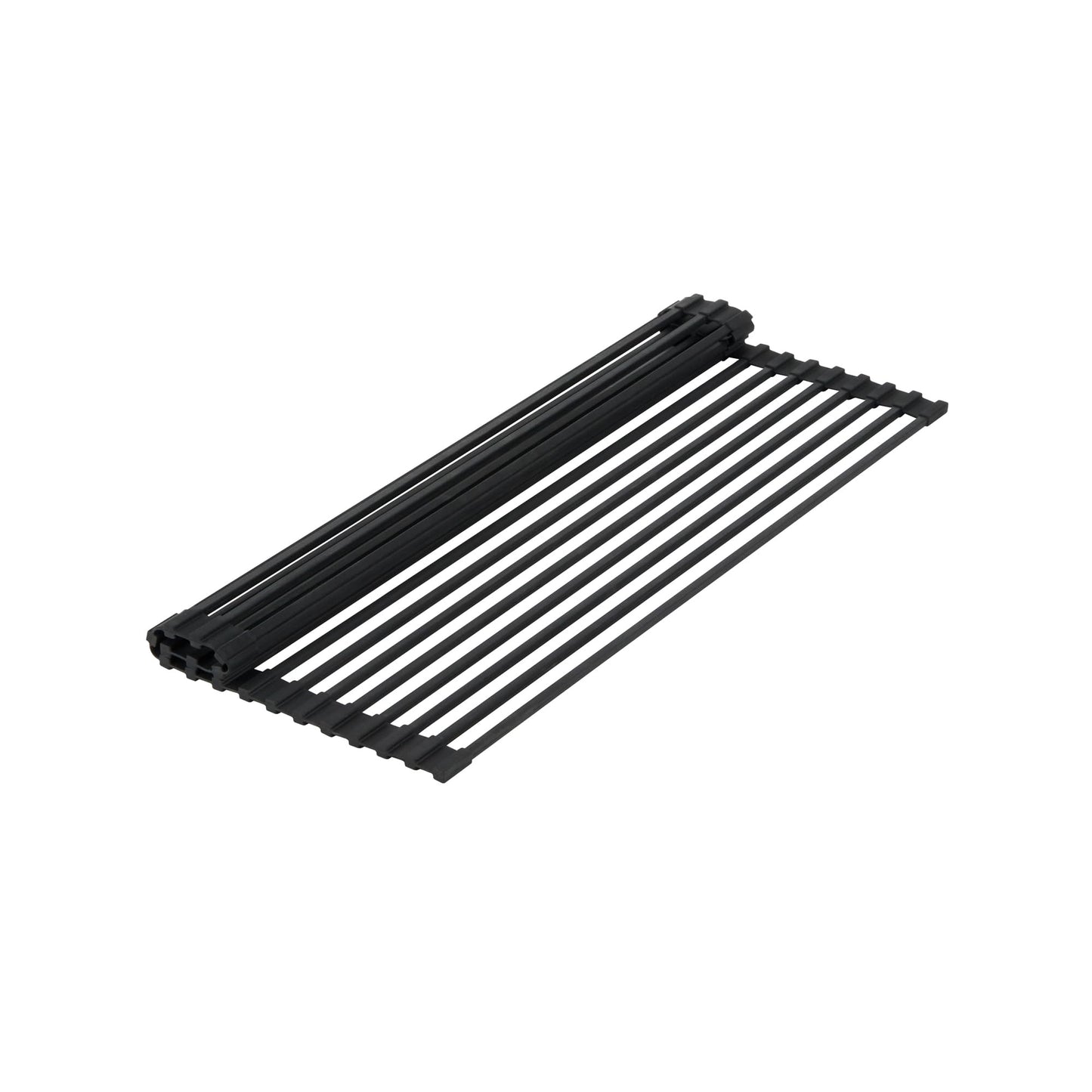 Restaurantware 20.47 x 12.99 Inches Stainless Steel Drying Rack - 12 Count - Clean Tek Professional Dish Drainer, Roll-Up, Non-Slip - Space-Saving Over-The-Sink Rack - Silicone Coated Black