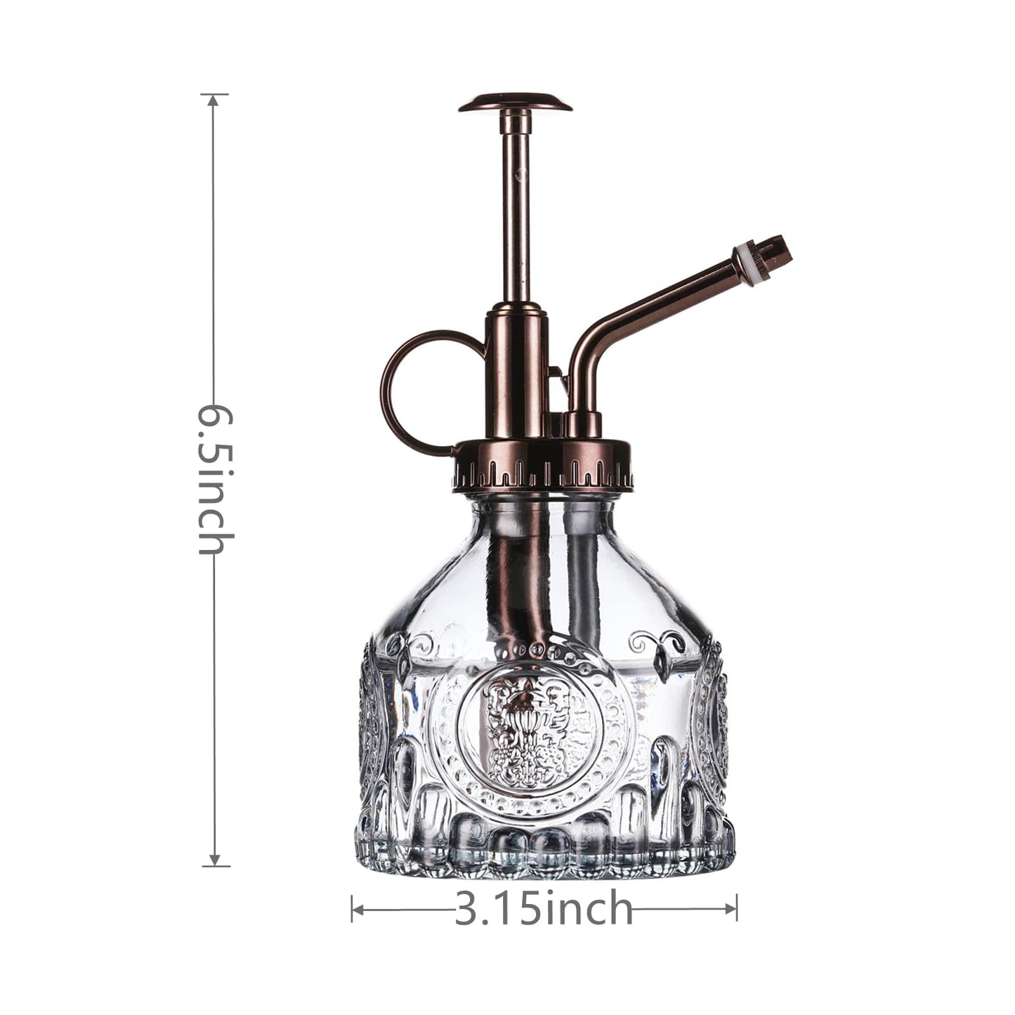 Aebor Glass Plant Mister - 6.5" Green Glass Water Spray Bottle with Gold Top Pump, Small Plant Sprayer for Indoor/Outdoor House Plants (Gray+Bronze)