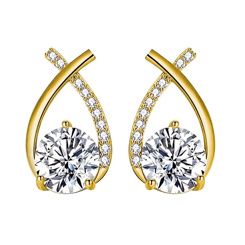 Lucpee Lymphatic Earrings, Slimaoo Halolux Lymphvity Germanium Earrings Lymph Flow Drainage Detox Magnetogen Acupuncture Therapy Slimming Sparkly Zircon Jewelry Gift (Gold)