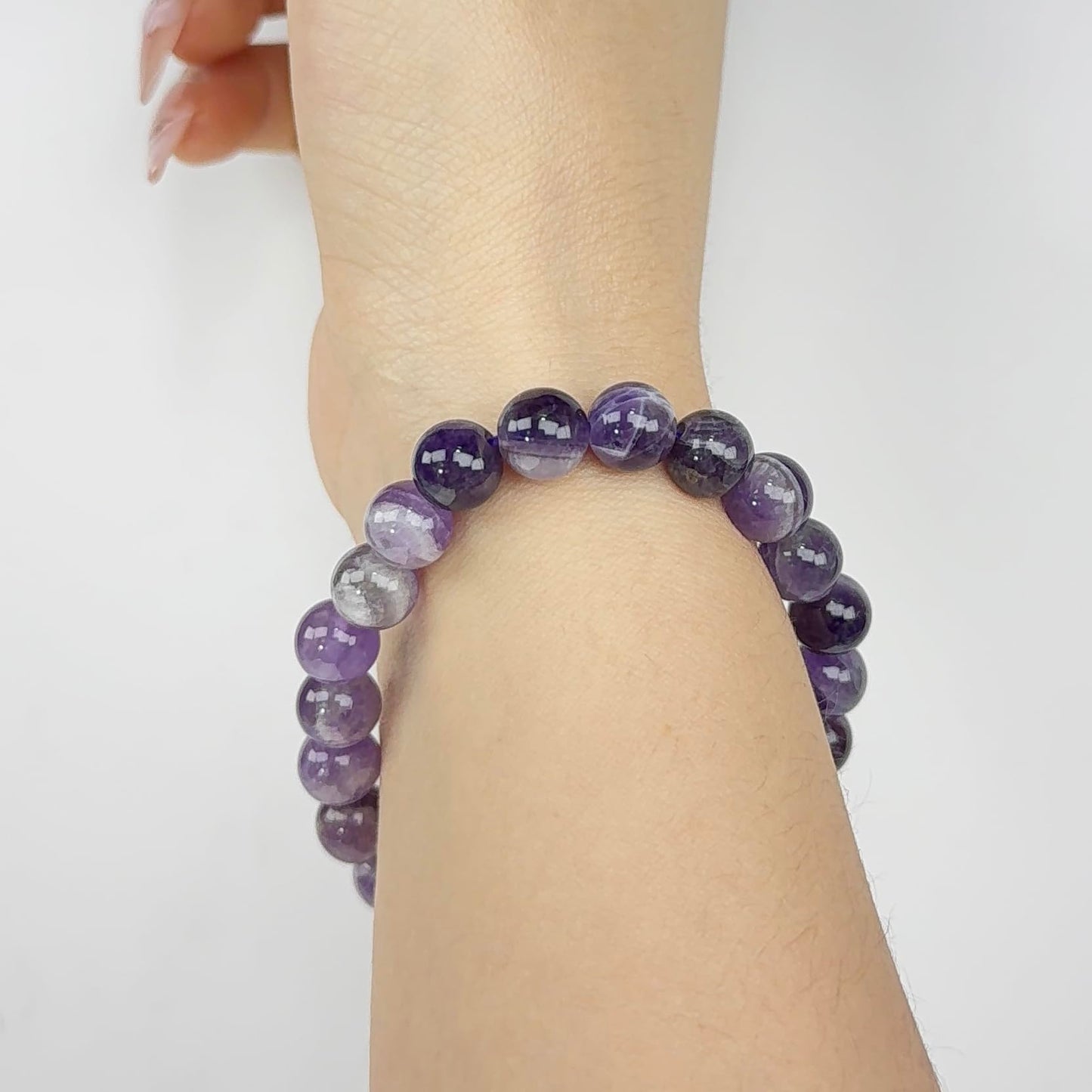 SAFEINA Amethyst Healing Crystal Stretch Bracelet for Women Men's Gifts, 8mm Stackable Beaded Bracelets with Heart Stones Set Stress Relief Yoga Reiki Gems Healing Crystals Inspirational