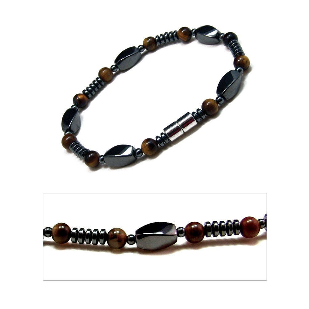 Accents Kingdom Elegant Tiger's Eye Bead Magnetic Hematite Bracelet, 7.5"