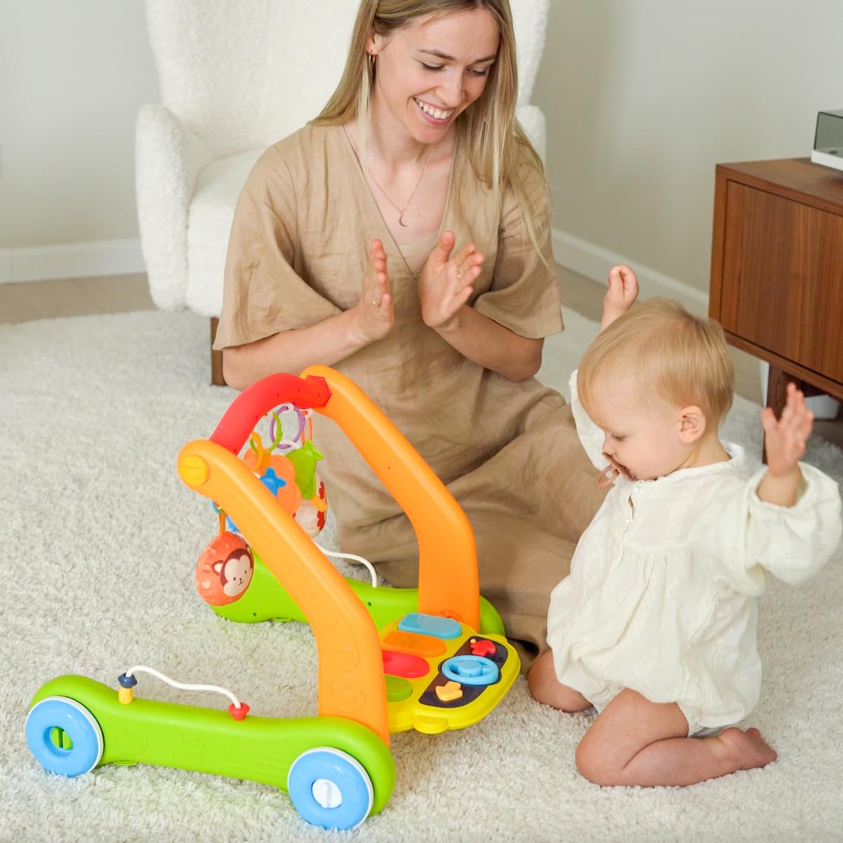 Move2Play, Kick & Play Piano Baby Mat | Grow with Me 4-in-1 | Tummy Time Play Mat, Sit-to-Stand, Musical Activity Gym & Infant Push Walker | Kicking Toy for Babies 0-6 & 6-12 Months