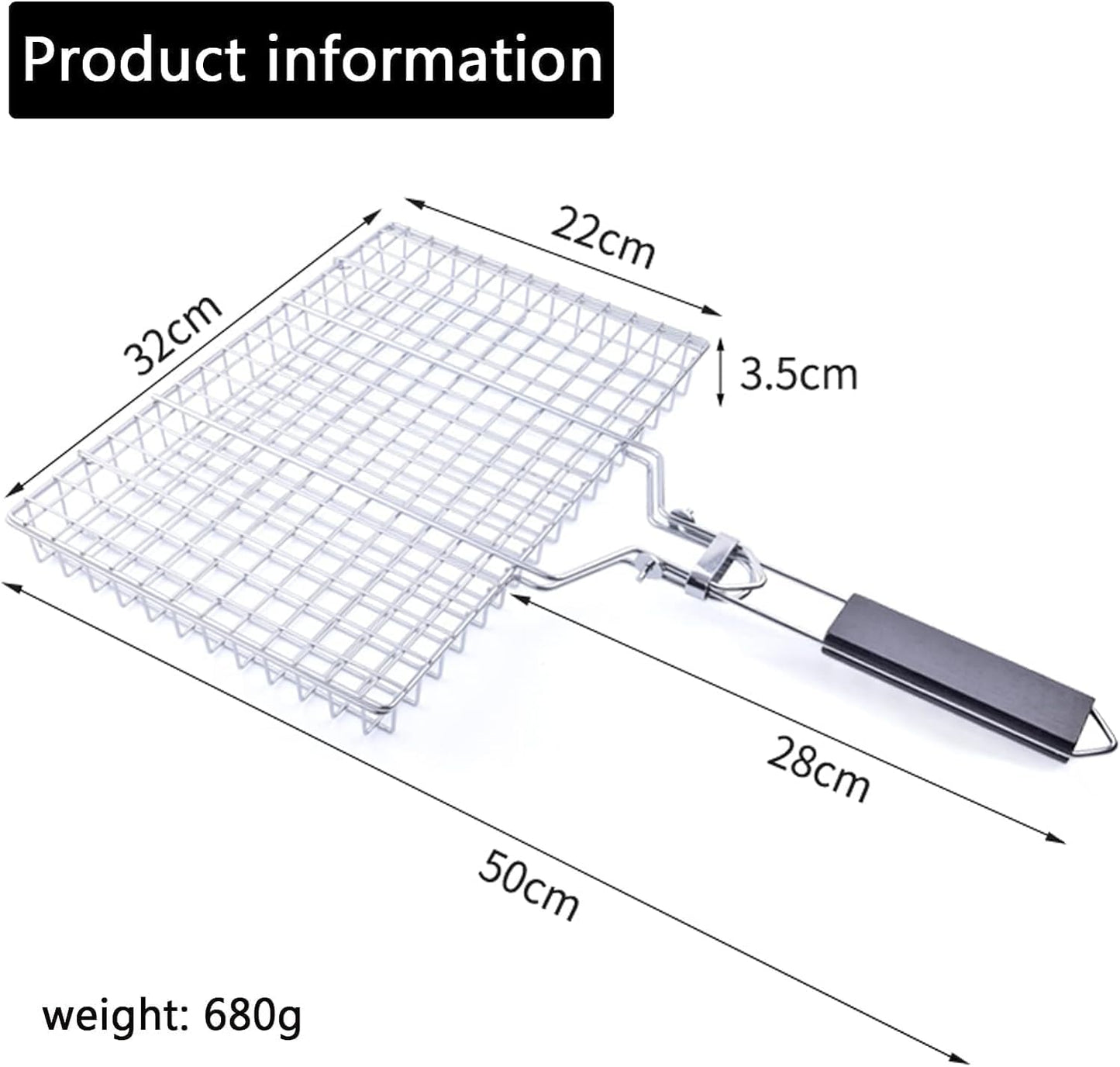 Grill Basket Large Portable Folding BBQ Camping Grilling Rack for Fish, Vegetables, Shrimp, Barbeque Griller Cooking Accessories, Grilling Gifts
