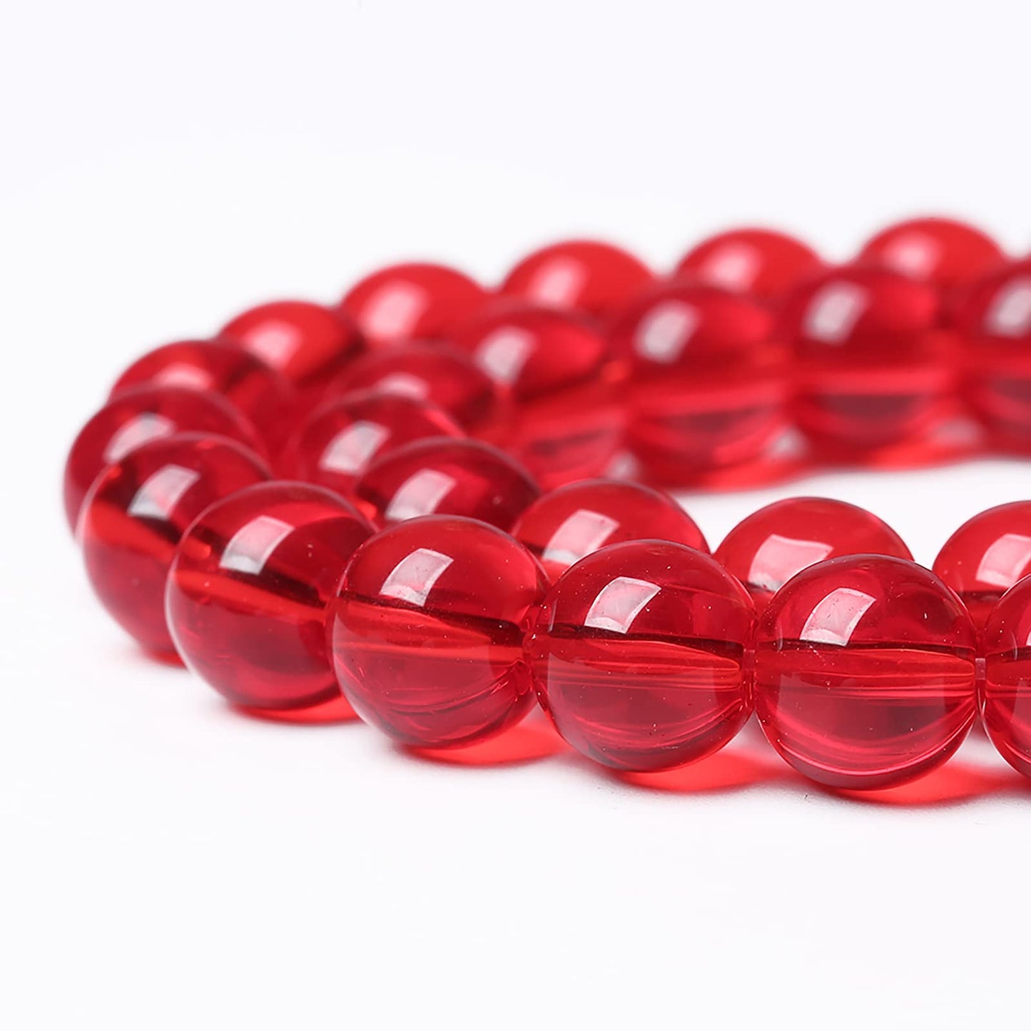 8mm 46pcs Garnet Red Glass Crystal Beads Natural Stone Beads for Jewelry Making Crystal Energy Healing Power Stone Beads DIY Bracelet Necklace Accessories (Red Glass, 8mm)