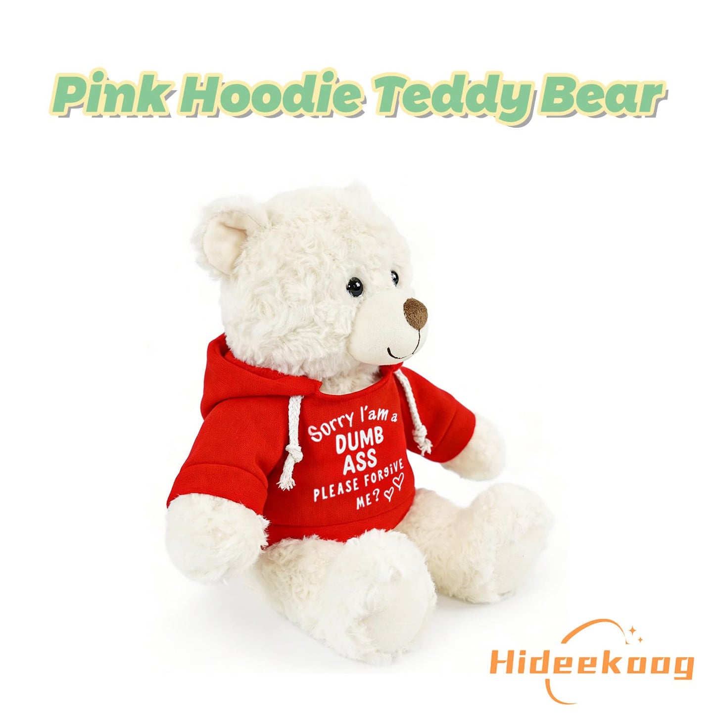 Hideekoog 2 Pcs ForgiveTeddy Bears Plush Dolls 8.7 Inch Stuffed Bear Animal Set Hoodie-Wearing Bear with Sorry and Forgive Me Valentine’s Cozy Bear for Girlfriend Girls Kids Baby Gift (Red + Blue)