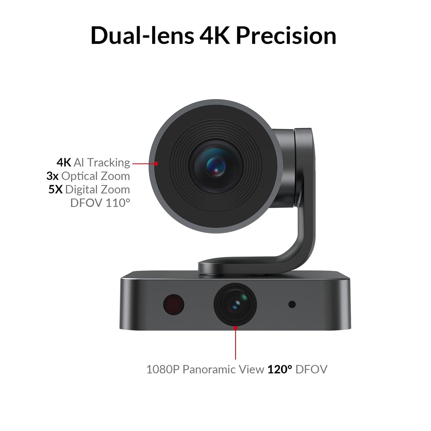 4K Conference Room Camera System, AI Auto-Tracking PTZ Camera 15x Zoom(3x Optical) with Bluetooth Speakerphone Set, 120° Wide-Angle, 16-Foot Mic Pickup, for Zoom YouTube Teams OBS and More