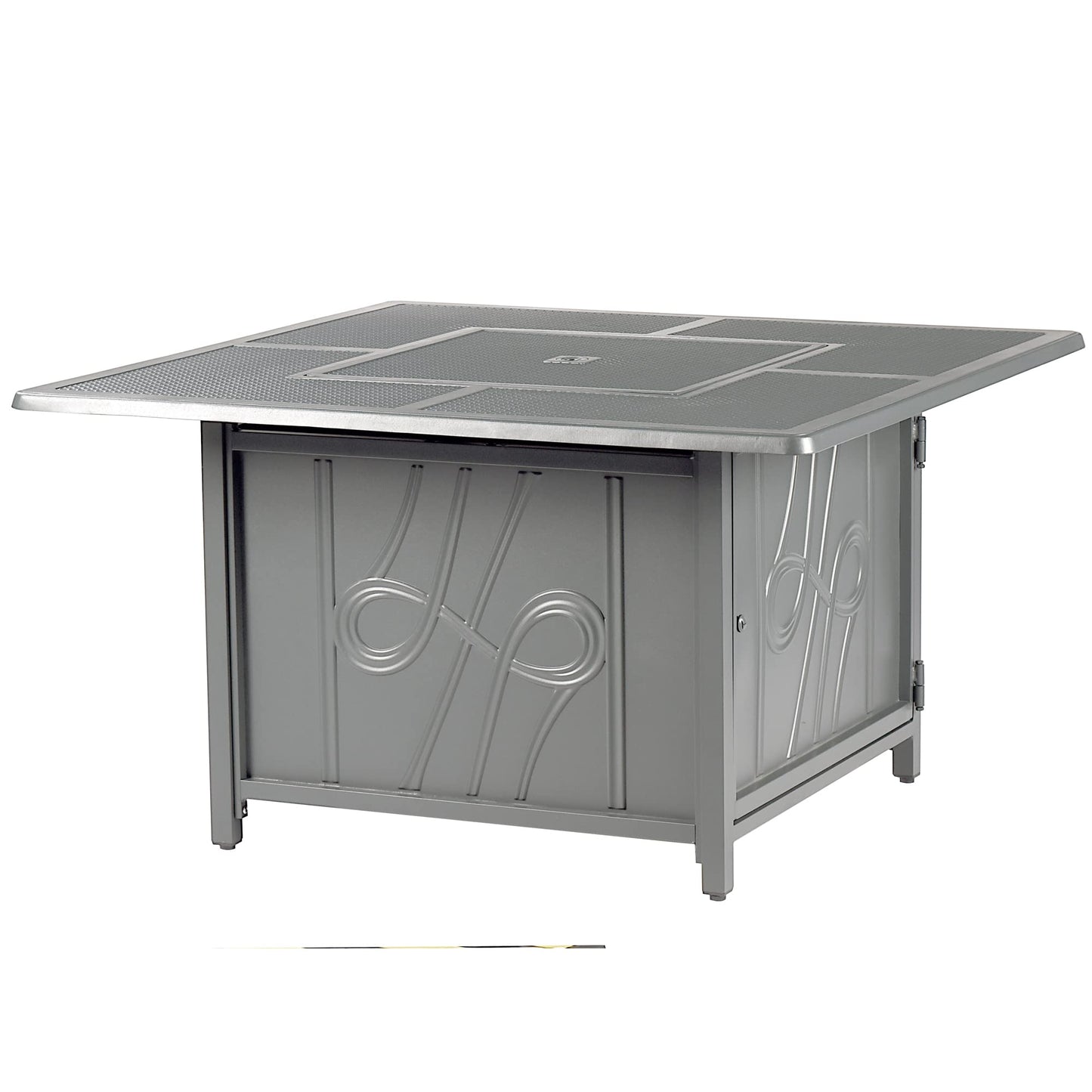 Oakland Living Square 42 in. x 42 in. Aluminum Propane Fire Pit Table with Glass Beads, Two Covers, Lid, 57,000 BTUs in Grey Finish