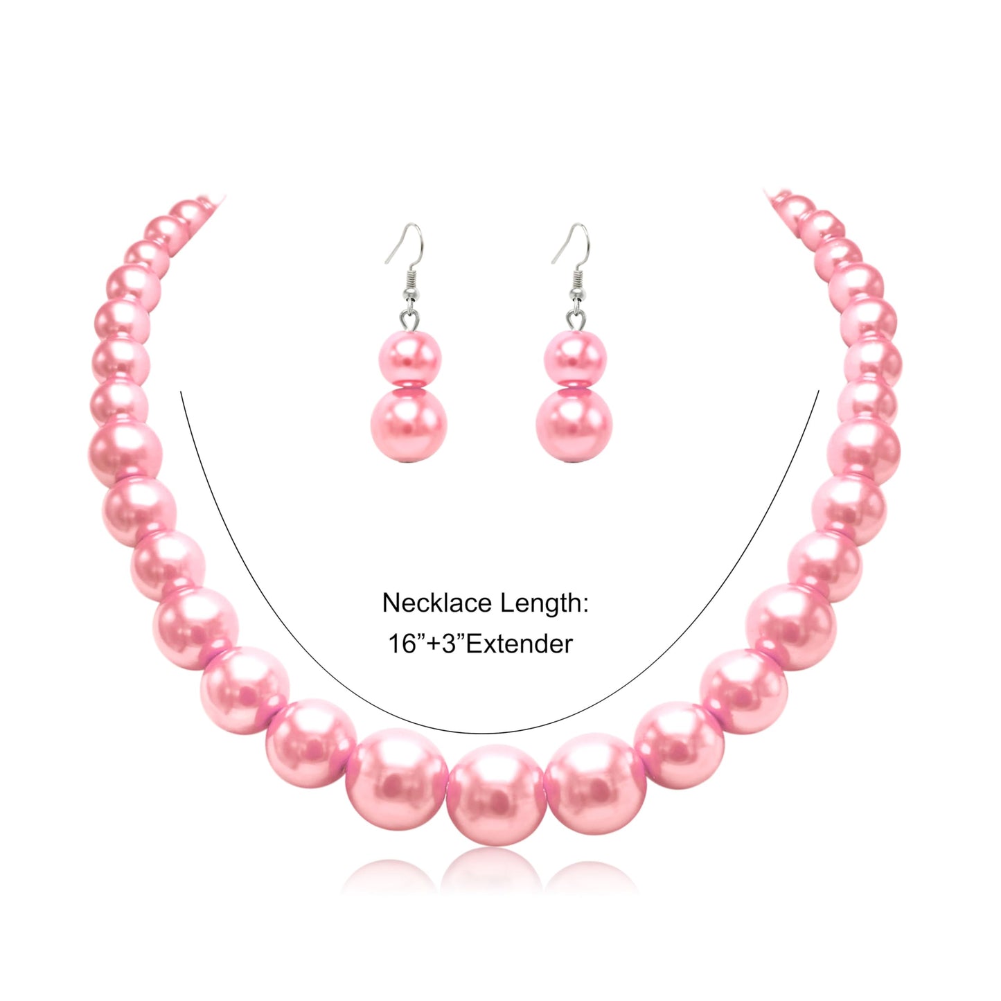 Cryshimmer Pink Pearl Choker Necklace for Women Faux Pearl Beads Necklace Earring Set Costume Jewelry