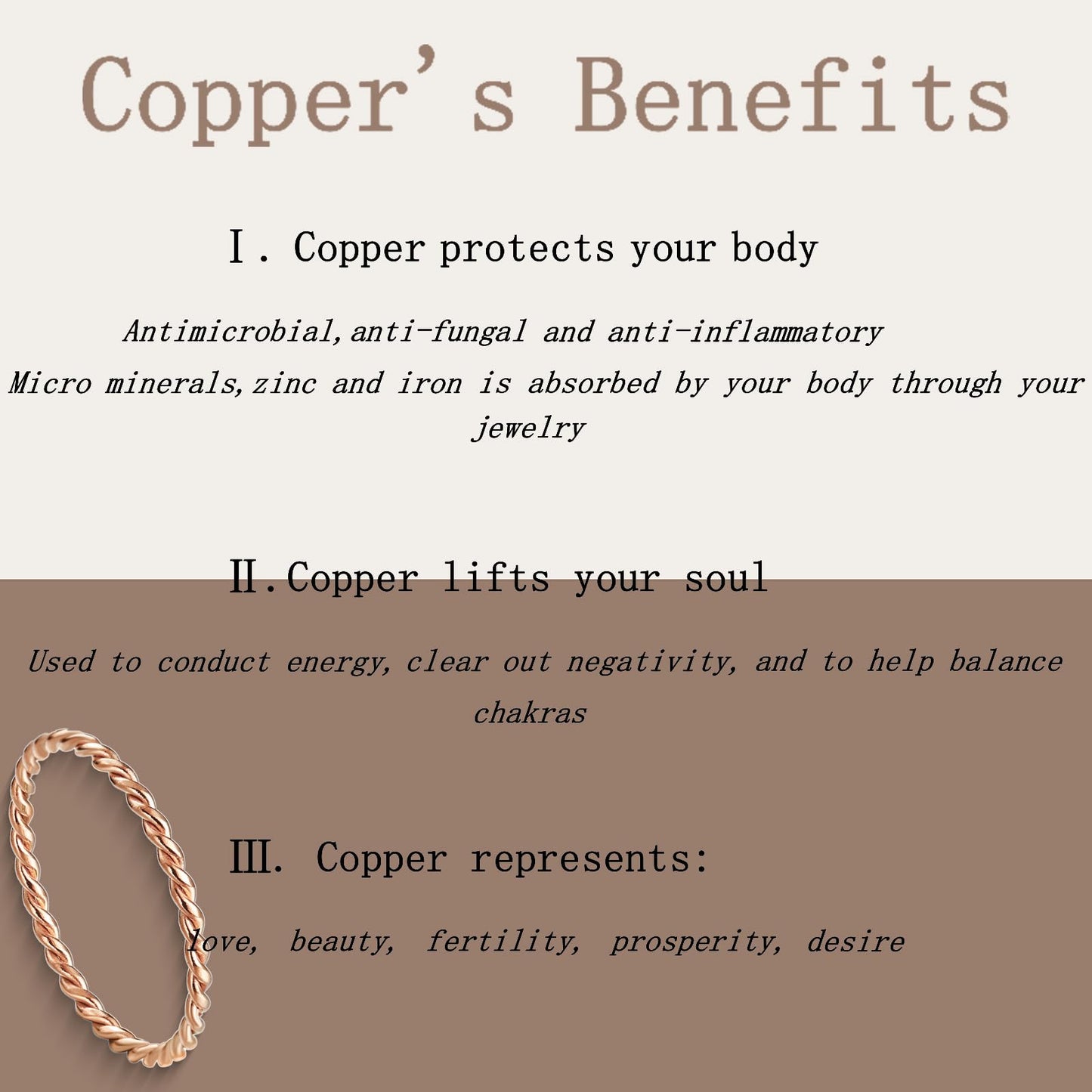 LIU JUN Copper Tensor Ring For Women, Pure Copper Tensor Solid Twisted Handmade Health Rings Set For Women Men Fashion Energy Jewelry Gifts (pure copper, 7)