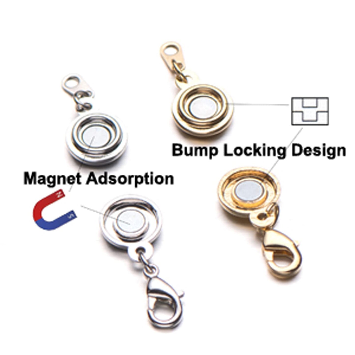 Zpsolution Locking Magnetic Jewelry Clasp Magnetic Necklace Clasps and Closures Bracelet Extender for Jewelry Making