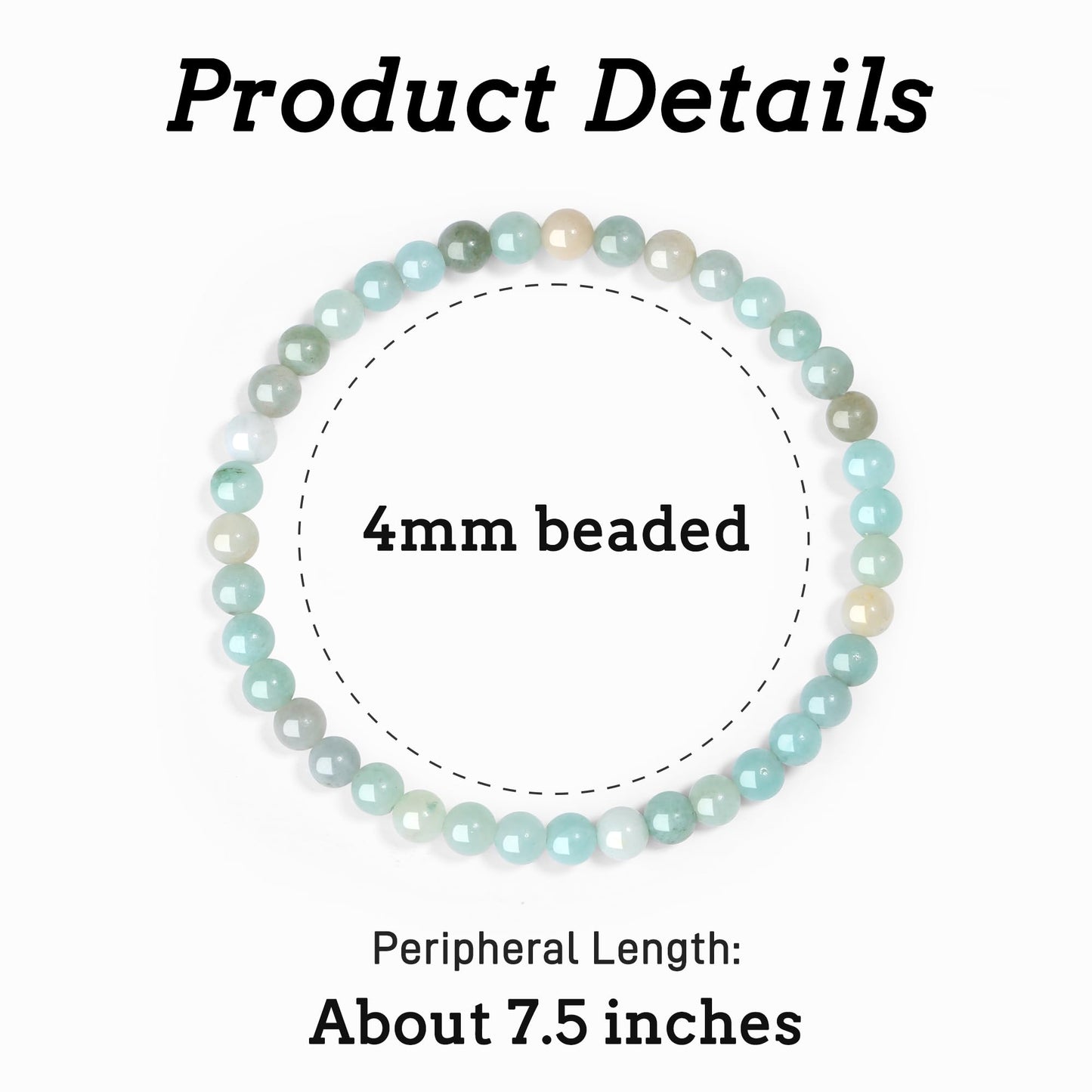 MAIBAOTA Amazonite Bracelet for Women, 4 mm Natural Stone Bracelets