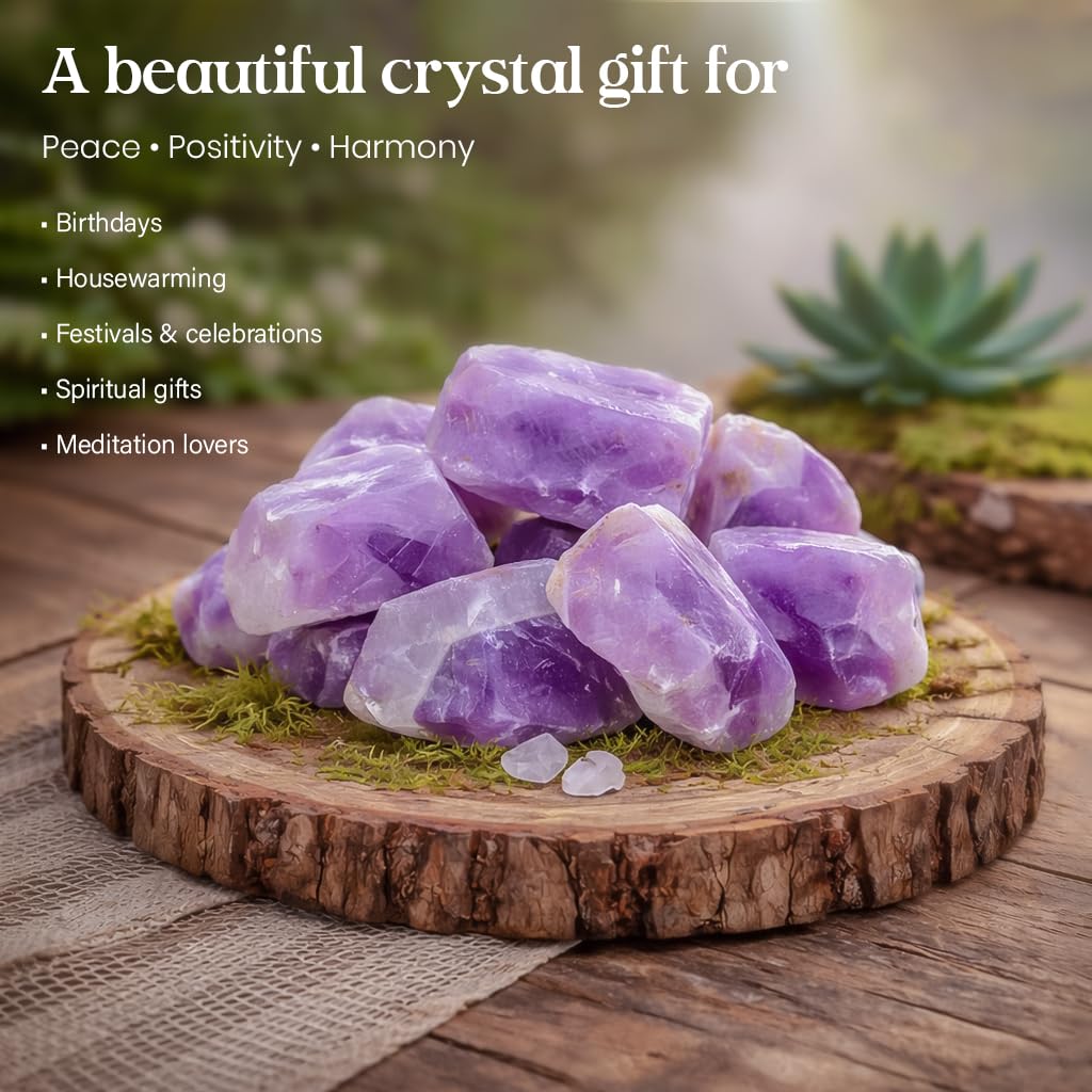 "300 + Carats, 1 Pc Amethyst Rock Rough Stone 4050 mm Raw Crystals Rock Crystals & Healing Stones Rough Gemstones Rock Collection for Beginners Used as Crystal Therapy, Meditation, Reiki"