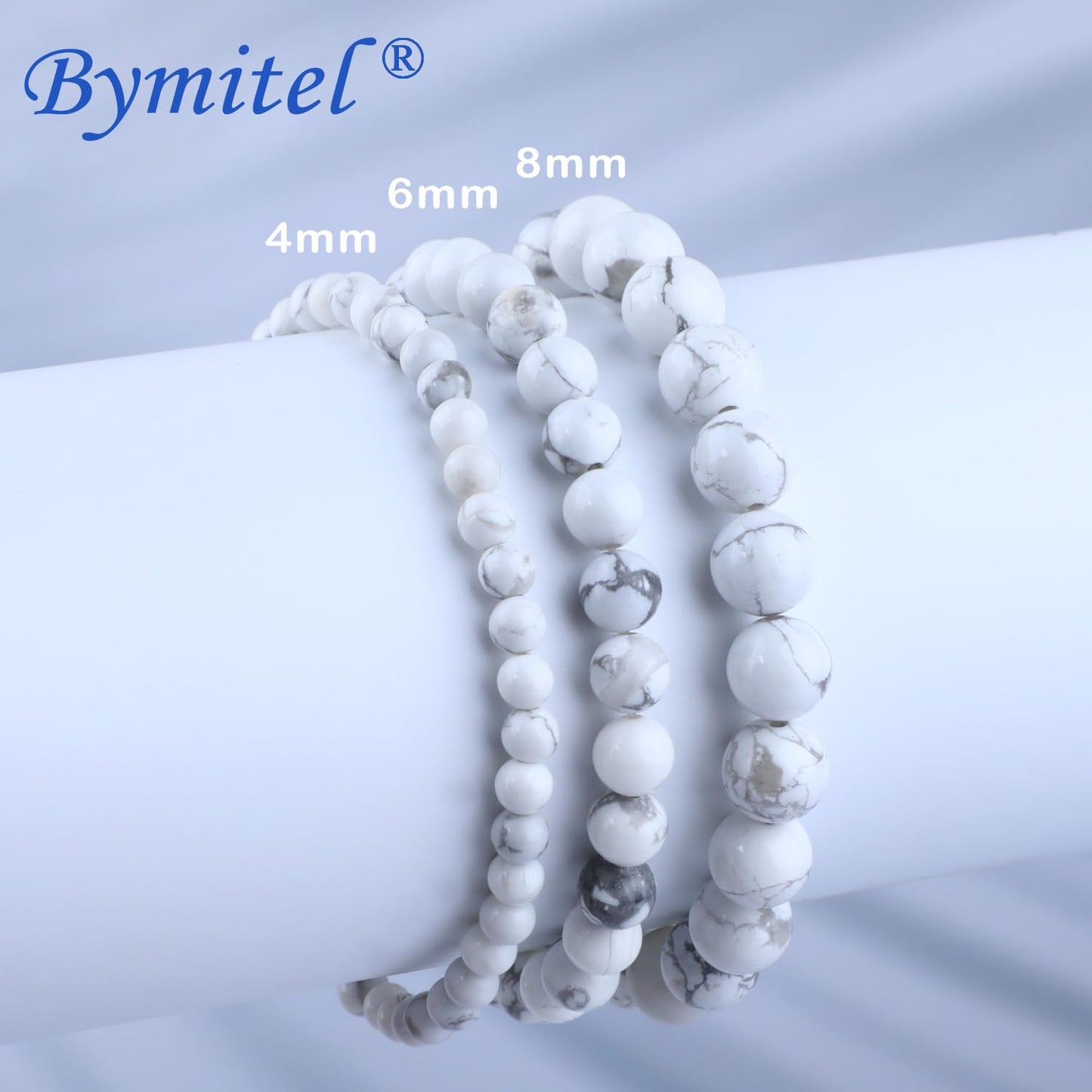 Bymitel 4mm Howlite - Handmade Reiki Gemstone Stretch Bracelet, Natural Beauty & Spiritual Essence, Crystal Healing for Unisex Adults