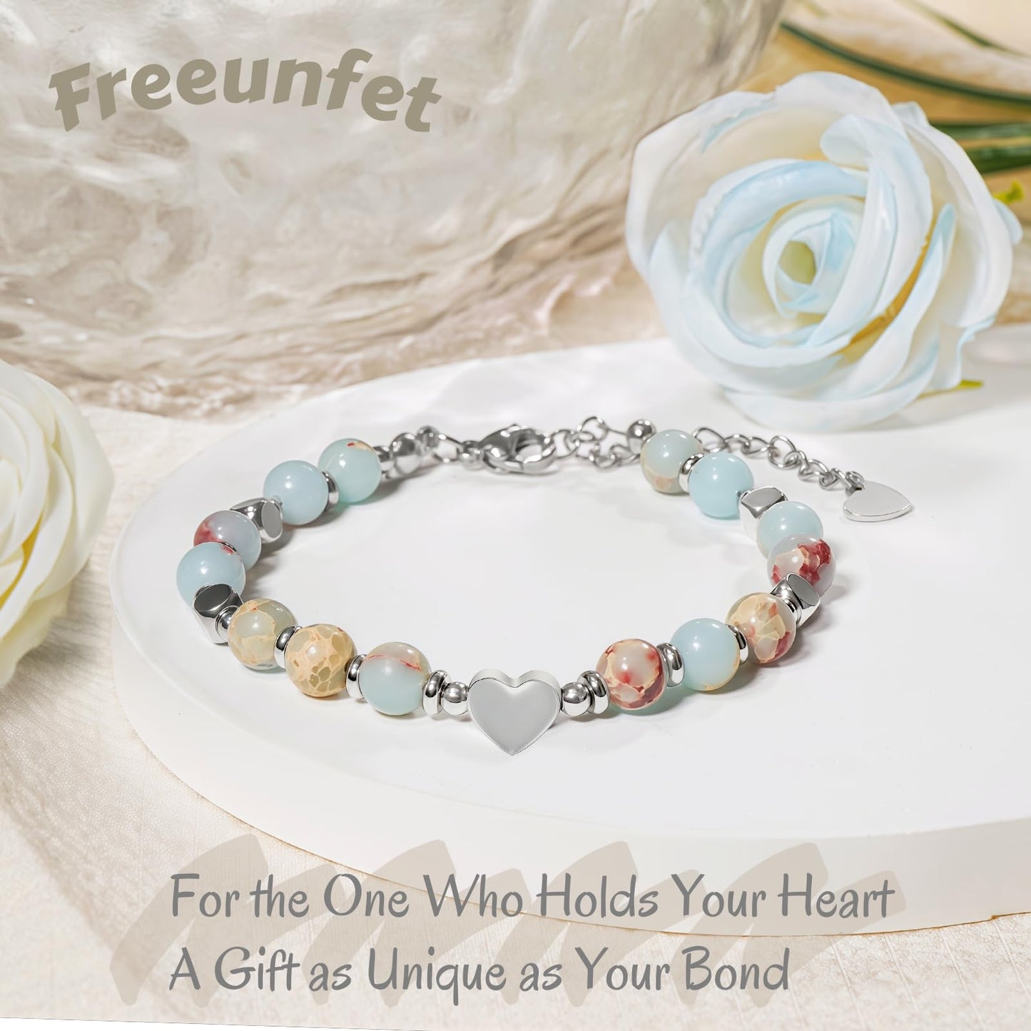 Freeunfet Teacher Appreciation Gifts Beaded Bracelets for Women Natural Stone Bracelets Jewelry Stress Relief Gifts For Women Graduation