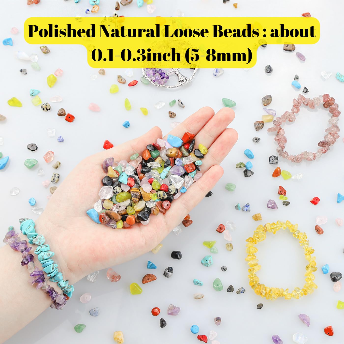 XIANNVXI Blue Turquoise, Beads Natural Chip Stone Beads 400Pcs Crystal Bead 5-8mm Irregular Healing Crystal Loose Rocks for DIY Jewelry Making