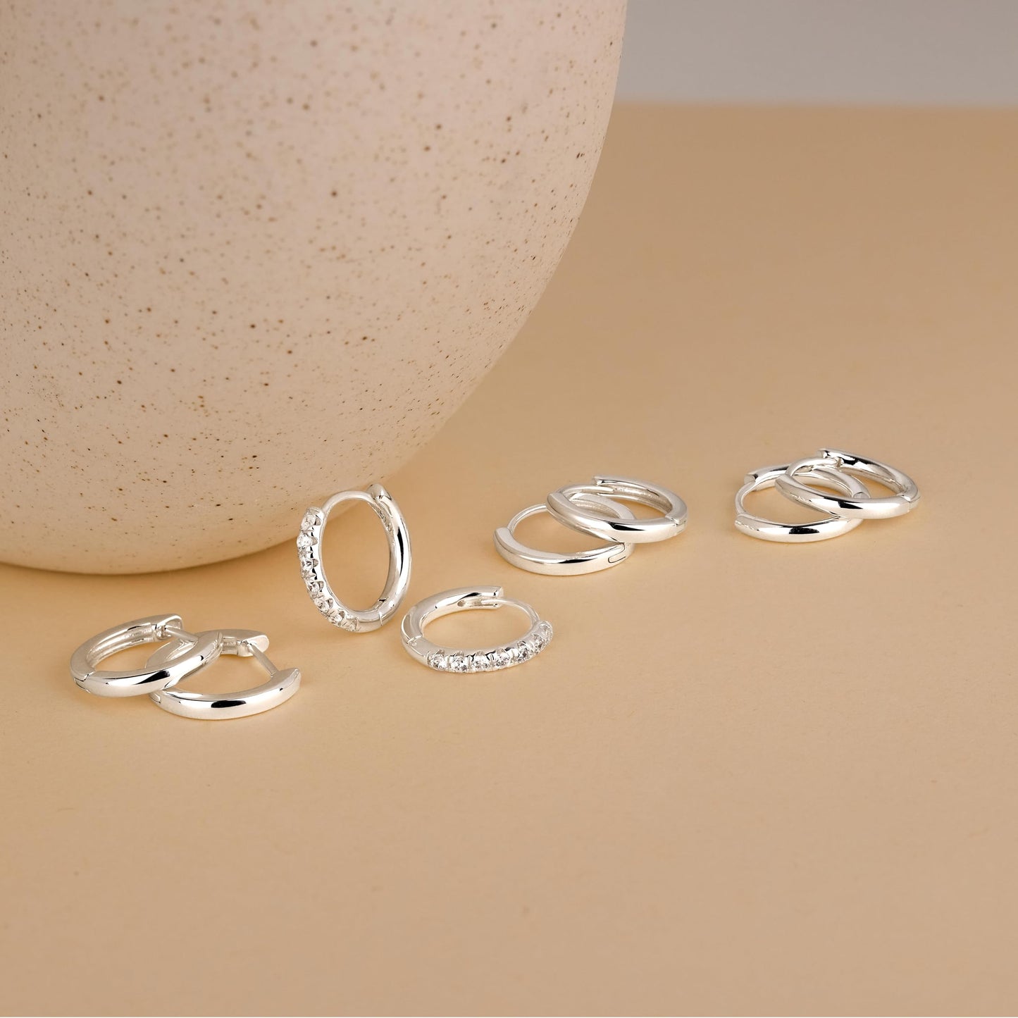 12mm Huggie Hoop Earrings Set for Women Men Trendy - Silver Plated Stack Cartilage Earring Multiple Piercing Lightweight Mini Thin Cute Dainty Clip On Jewelry Gifts for Women