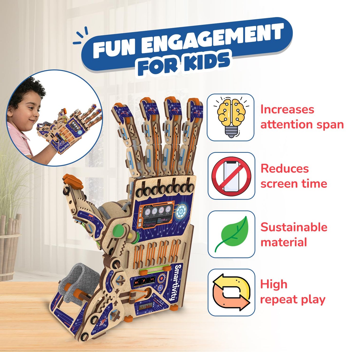 Smartivity DIY Robotic Mechanical Hand STEM Toy for Kids 8-9-10-11-12-13-14 Years Old | Parents Choice Award Winner I Birthday Gift for Smart Kids | Engineering Kit for 8-14 Years Old Boys & Girls