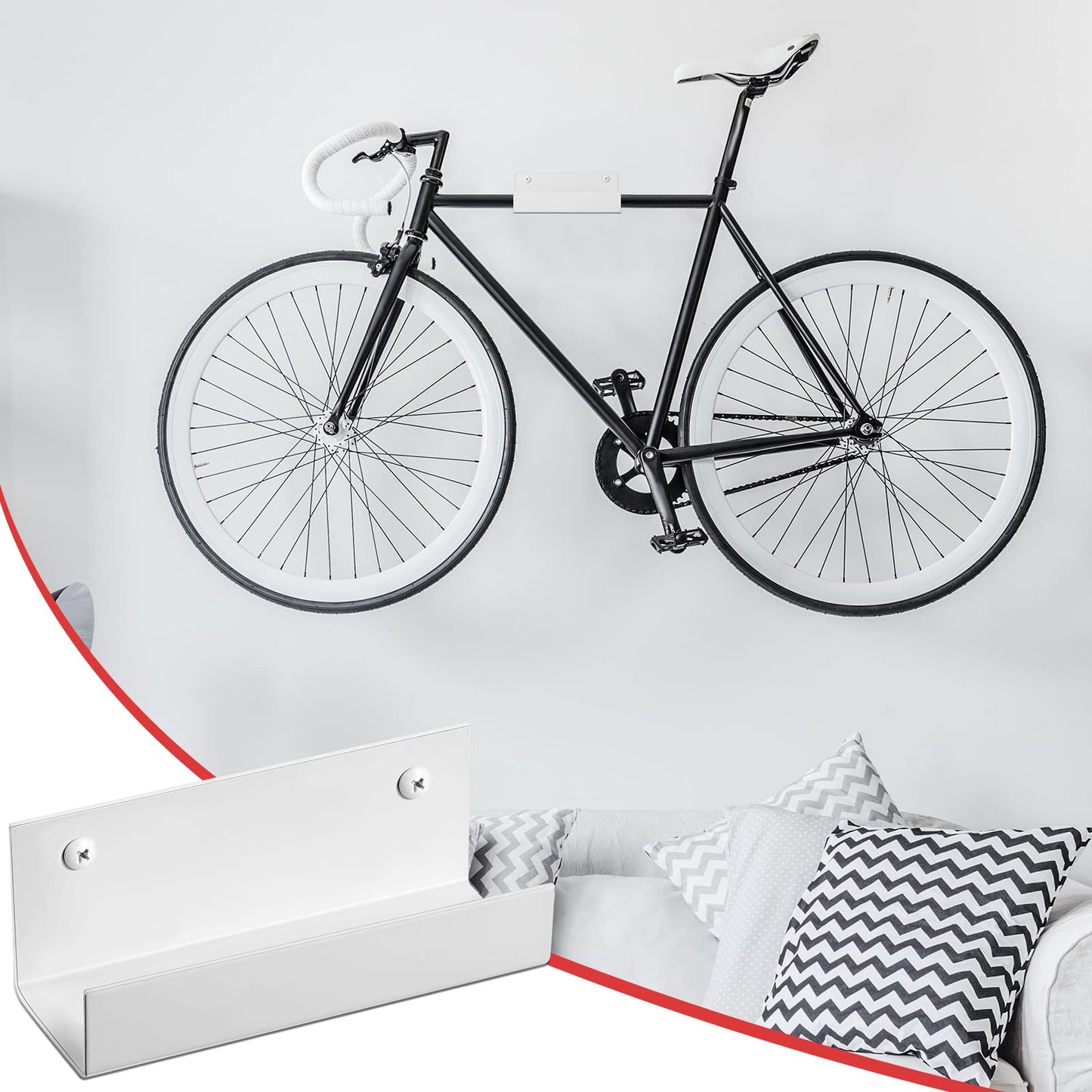 Blulu 4 Pcs Wall Mount Ladder Wall Wheelbarrow Hanger Steel Garage Storage Hook Wheelbarrow Hanger Heavy Duty Garage Storage Organizer for Hang Ladders Carts Chair Bicycle (White)
