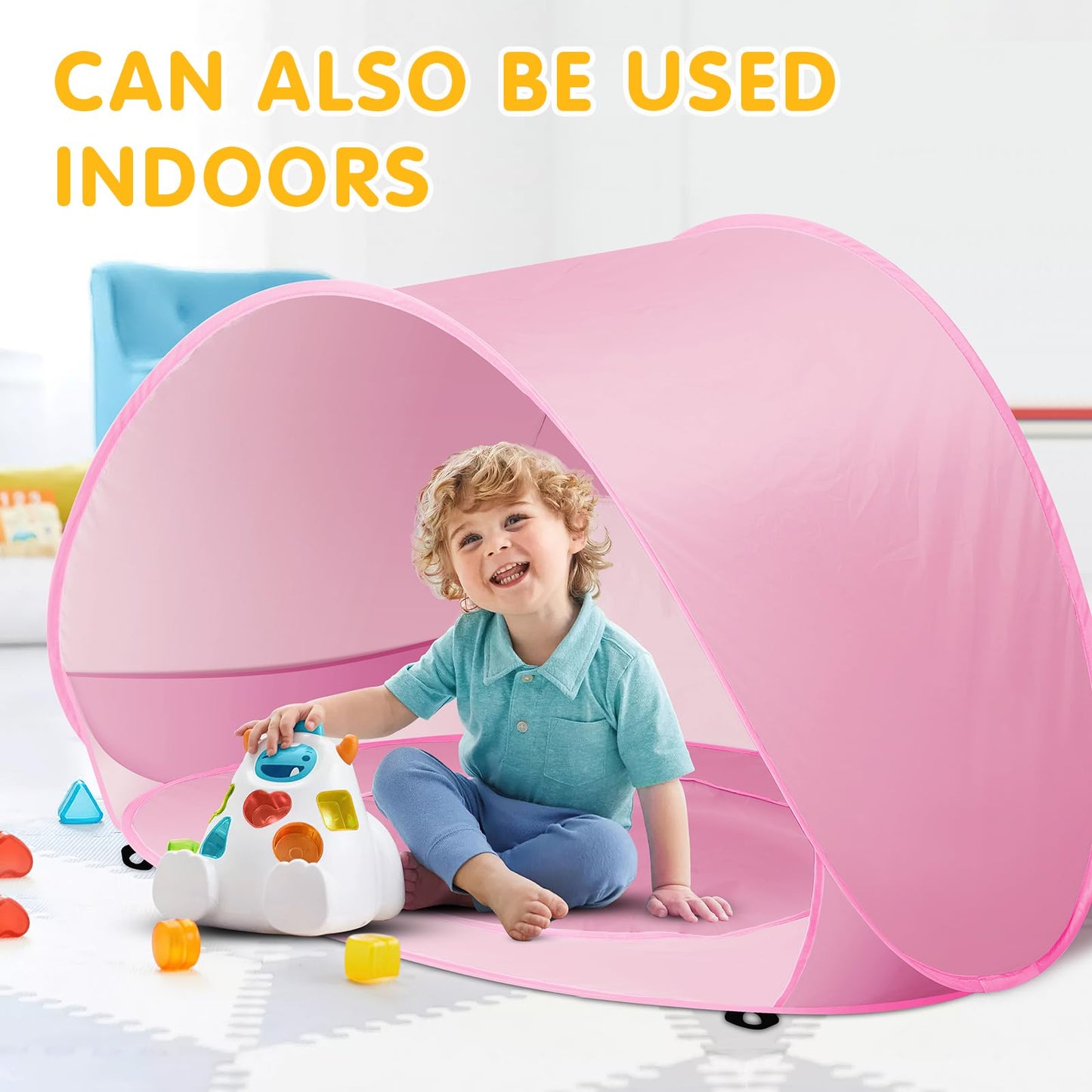 Baby Beach Tent with Pool, Pop Up Sun Shelter UPF 50+ UV Protection for Infant Toddlers, Portable Shade Tent with Carry Bag for Beach Outdoor Travel