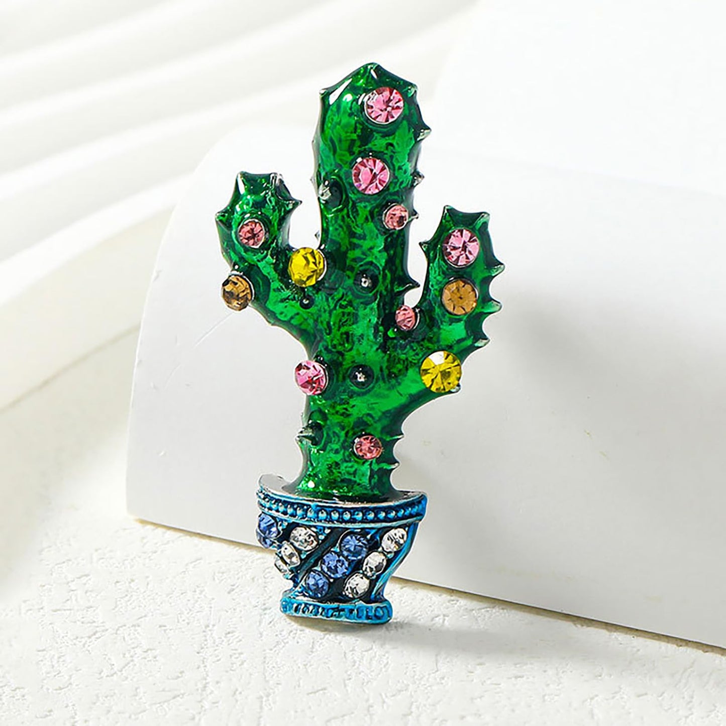 Cactus Brooch Pin for Women Rhinestone Crystal Lapel Pin Sweater Scarves Hats Backpacks Corsage Accessories Dainty Green Jewelry Christmas Birthday Gifts
