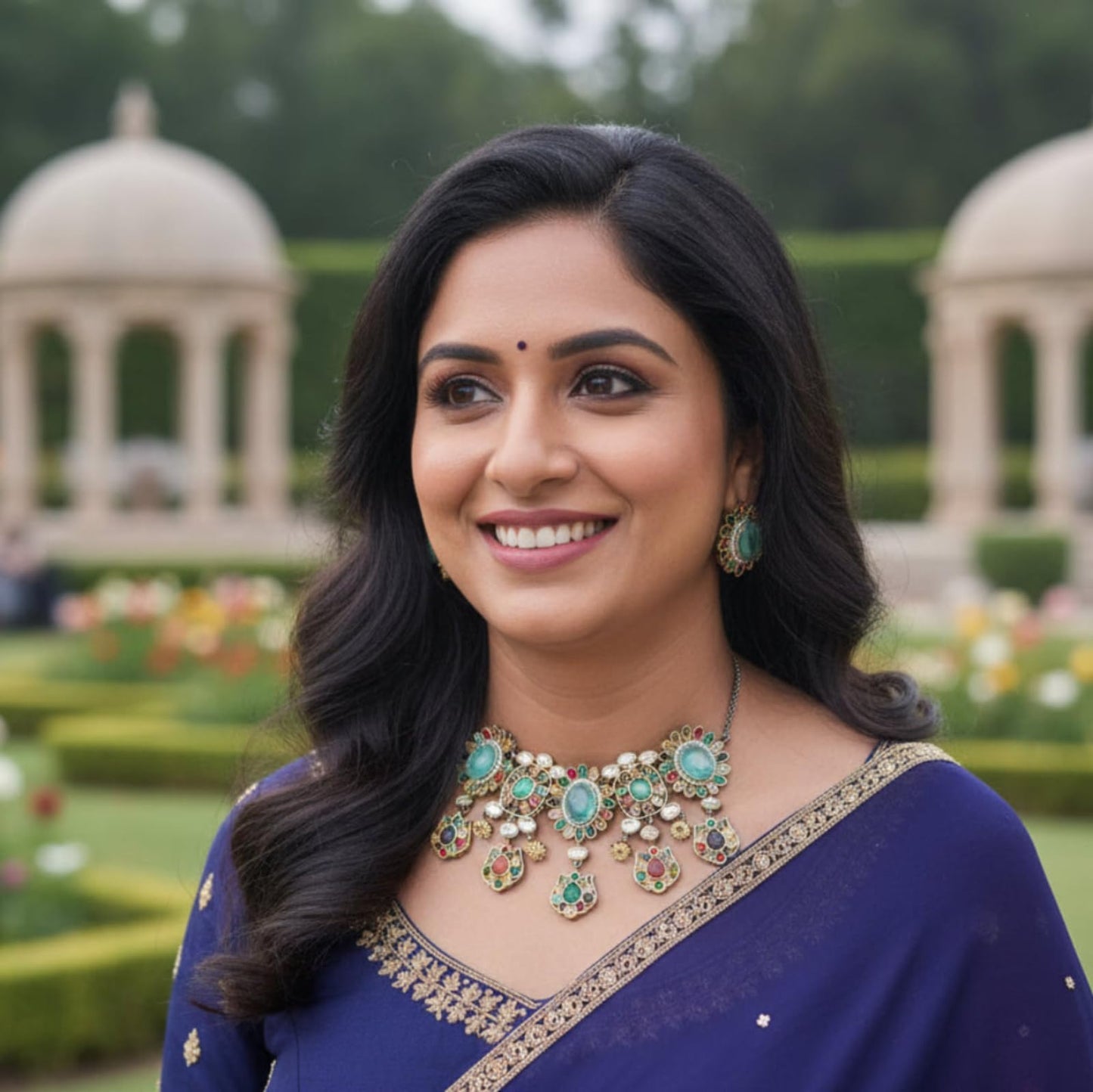 Sweetheart Jewel Royal Bloom Gold Plated Kundan Choker Necklace & Earring – Sabyasachi Inspired Bridal -Party Jewelry Light Green