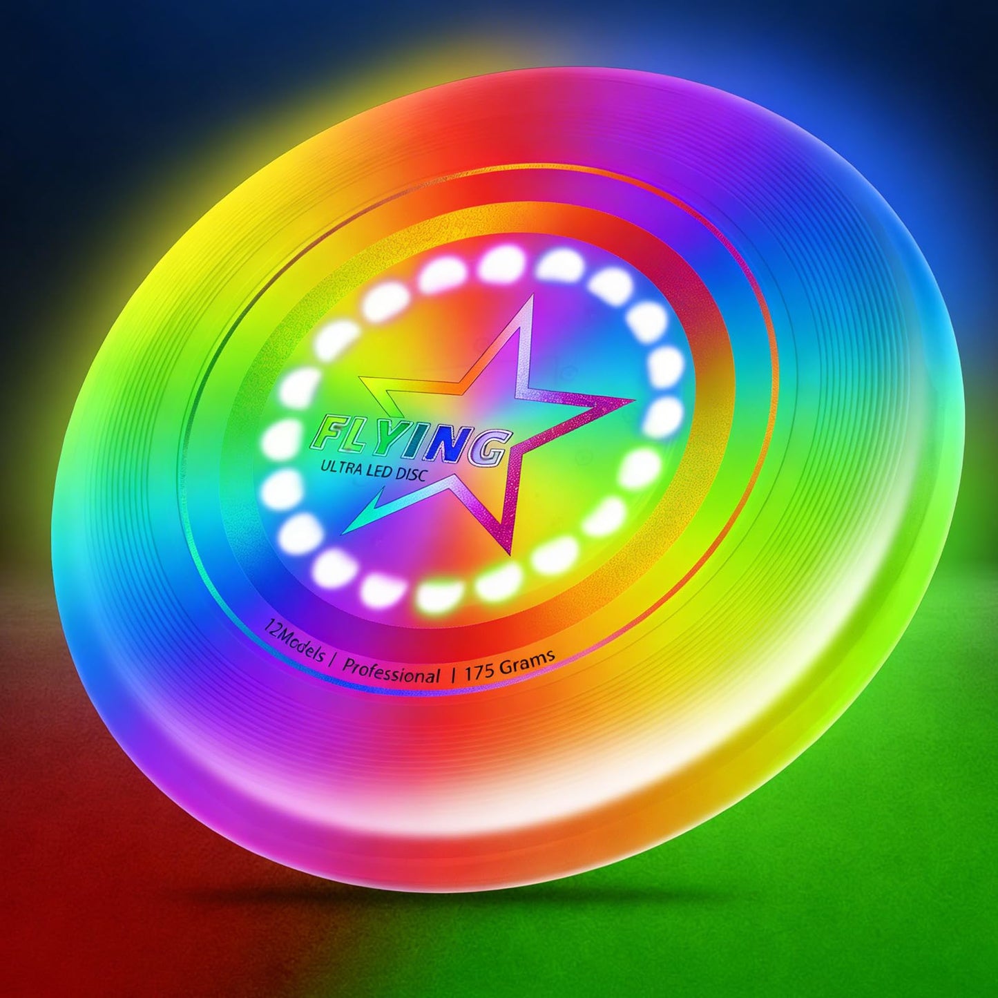 Umnodobn Light Up Flying Disc Toy Kids, Adults, Teens – 7 Glow in the Dark Modes, 22 Bright LEDs, Rechargeable, Outdoor Flying Sport Disc for Night Games, Family Fun, Beach, Park, Camping