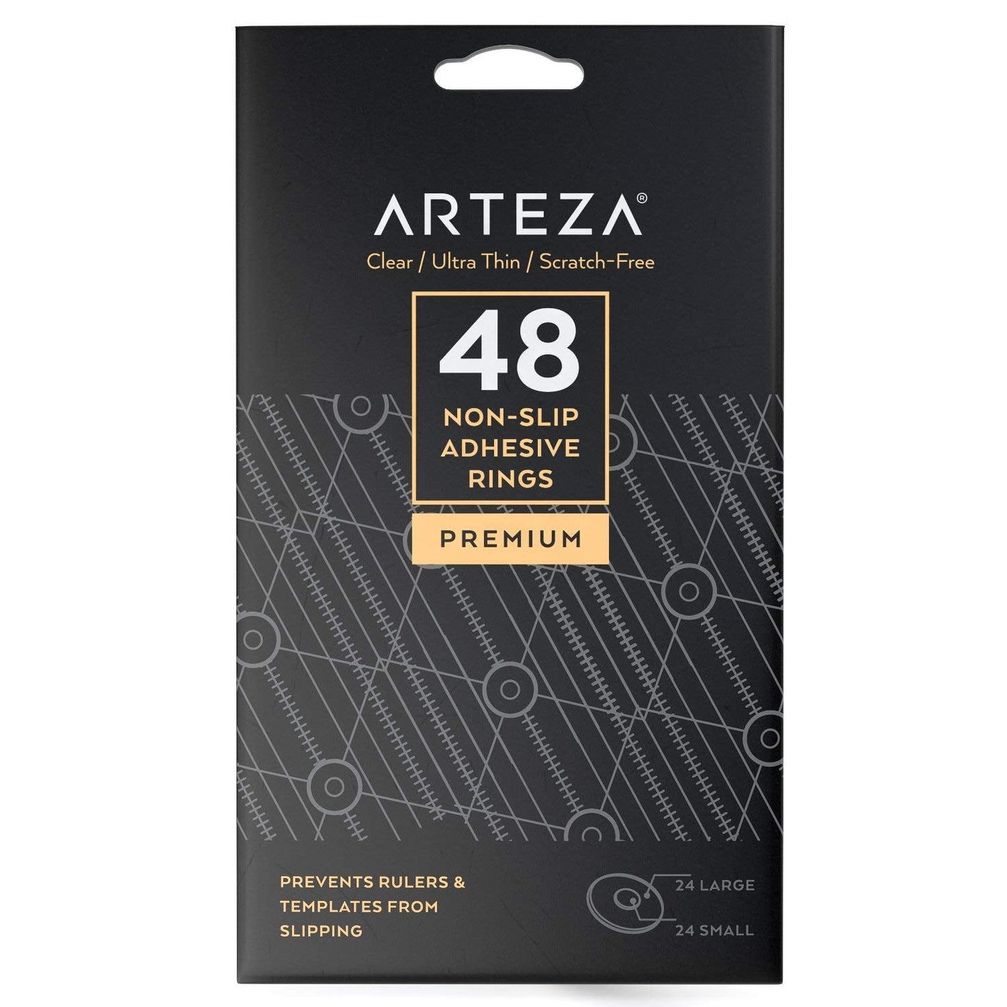 ARTEZA Quilting Rulers Set of 4, Acrylic Square Quilting Rulers for Sewing and Fabric Cutting, 4.5 x 4.5, 6 x 6, 9.5 x 9.5, 12.5 x 12.5 Inch, Dual-Color Grid, 30/45/60 Degree, 48 Non-Slip Rings