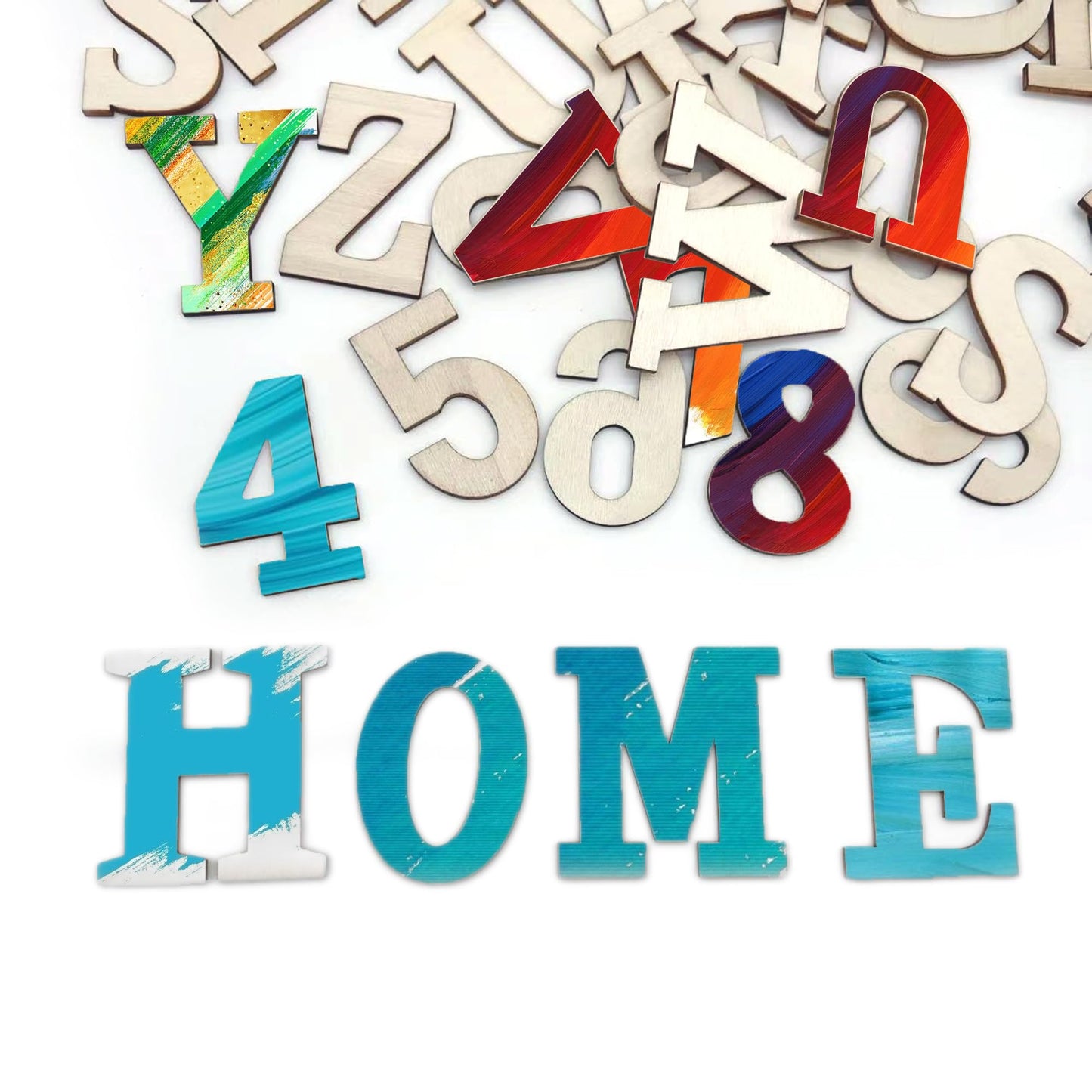 Wooden Letters for Crafts, 2 Inch Unfinished Capital Wooden Alphabet Letters&Numbers Wood Letters for DIY Painting Arts Home Decorations Spelling Learning(168Pcs)
