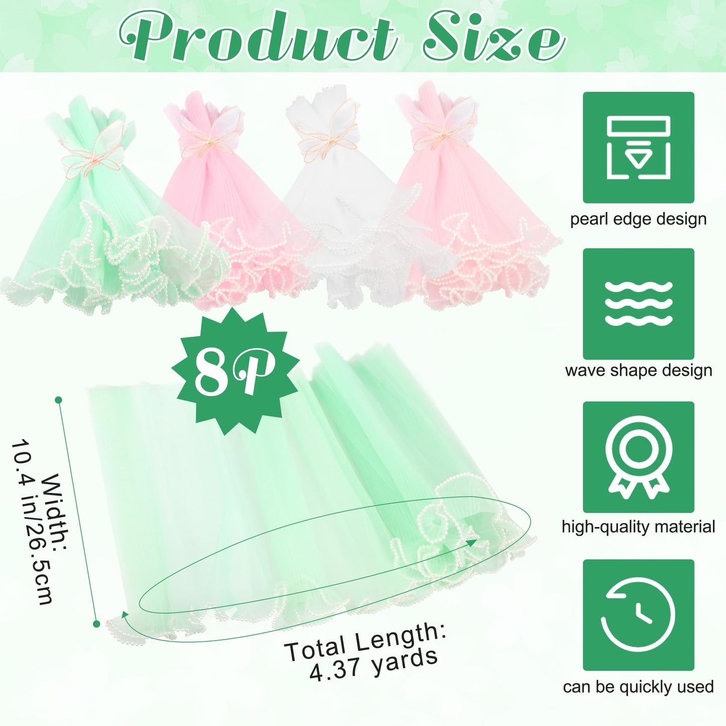 8 Pack Floral Wrapping Mesh Paper, Windspeed Pearl Mesh for Floral Bouquet Wrapping Paper White and Pink Florist Supplies for Mother's Day Valentine's Day Florist Wedding Flower Packaging