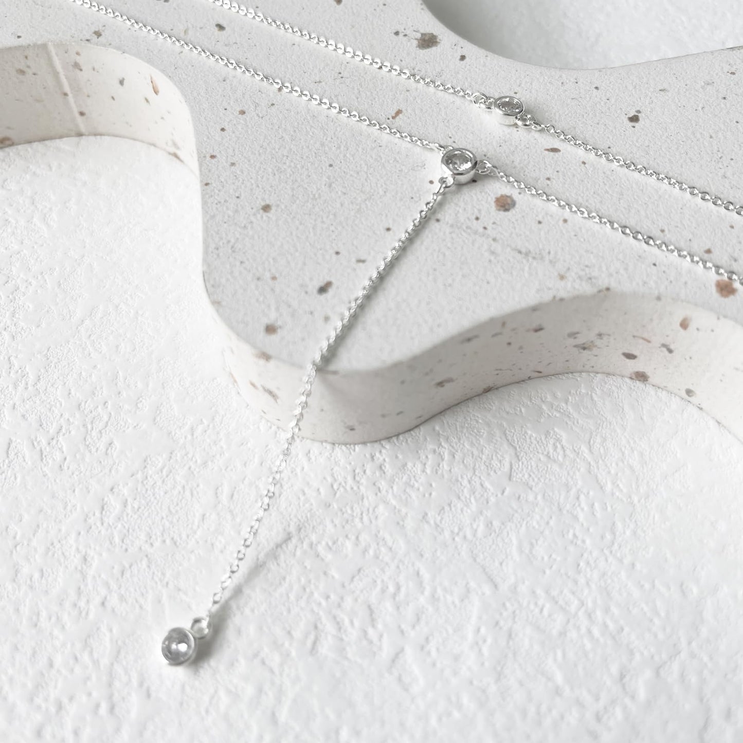 HERIER Silver Necklace for Women Dainty Layered Necklaces for Women Silver Plated Y-Shaped Drop Necklace CZ Long Lariat Necklaces Silver Jewelry Trendy