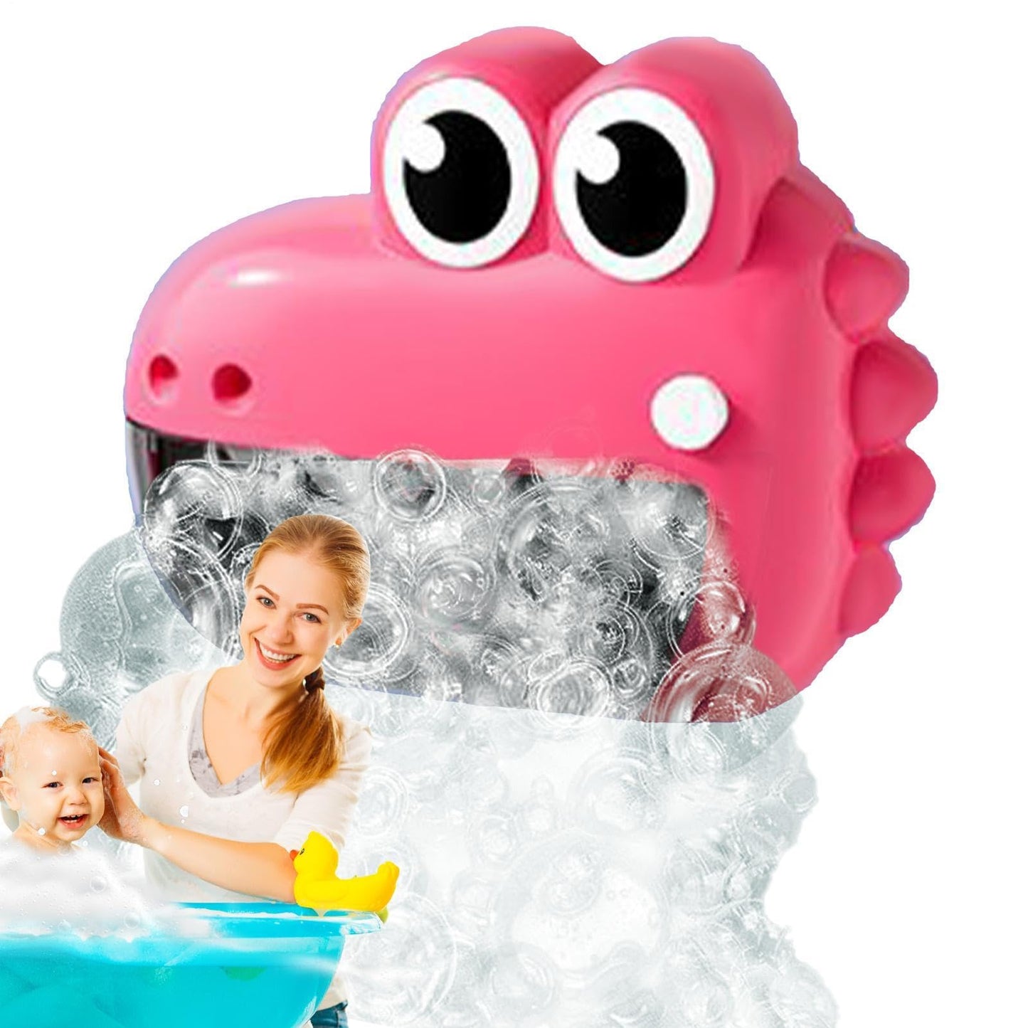 Bubble Machine - Cute Frog Bath Toy Maker, Bathtub Foam Blower Device with Colorful Cartoon Design Water Safe Motor, Automatic Bubble Generating Function, Ideal for Bath Time Play Shower
