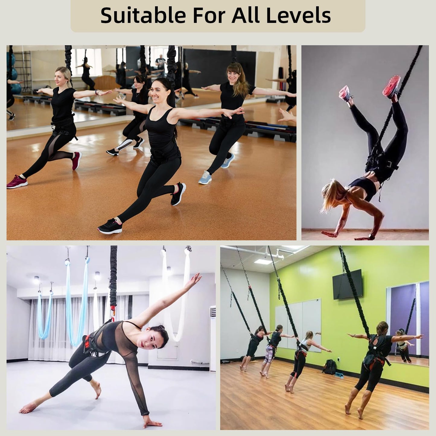 PRIORMAN Professional Bungee Dance Fitness Kit, 6 Sizes, CE Certified Complete Harness Set with Resistance Band & Hanging Hardware for Suspension Training Home & Studio(XL)