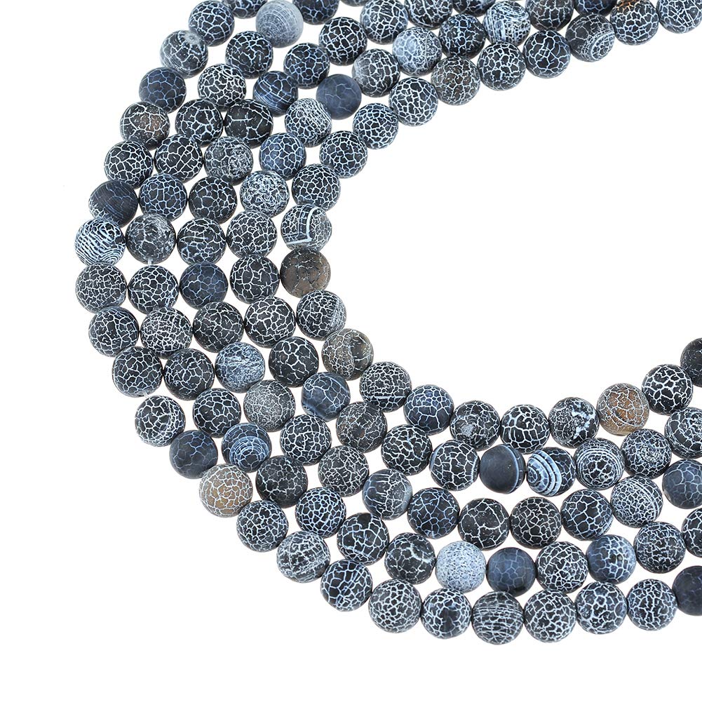 10mm Natural Black Frosted Agate Gemstone Round Loose Beads Crystal Stone Bracelet Necklace Accessories Crafts for Jewelry Making DIY,1 Strand 15"