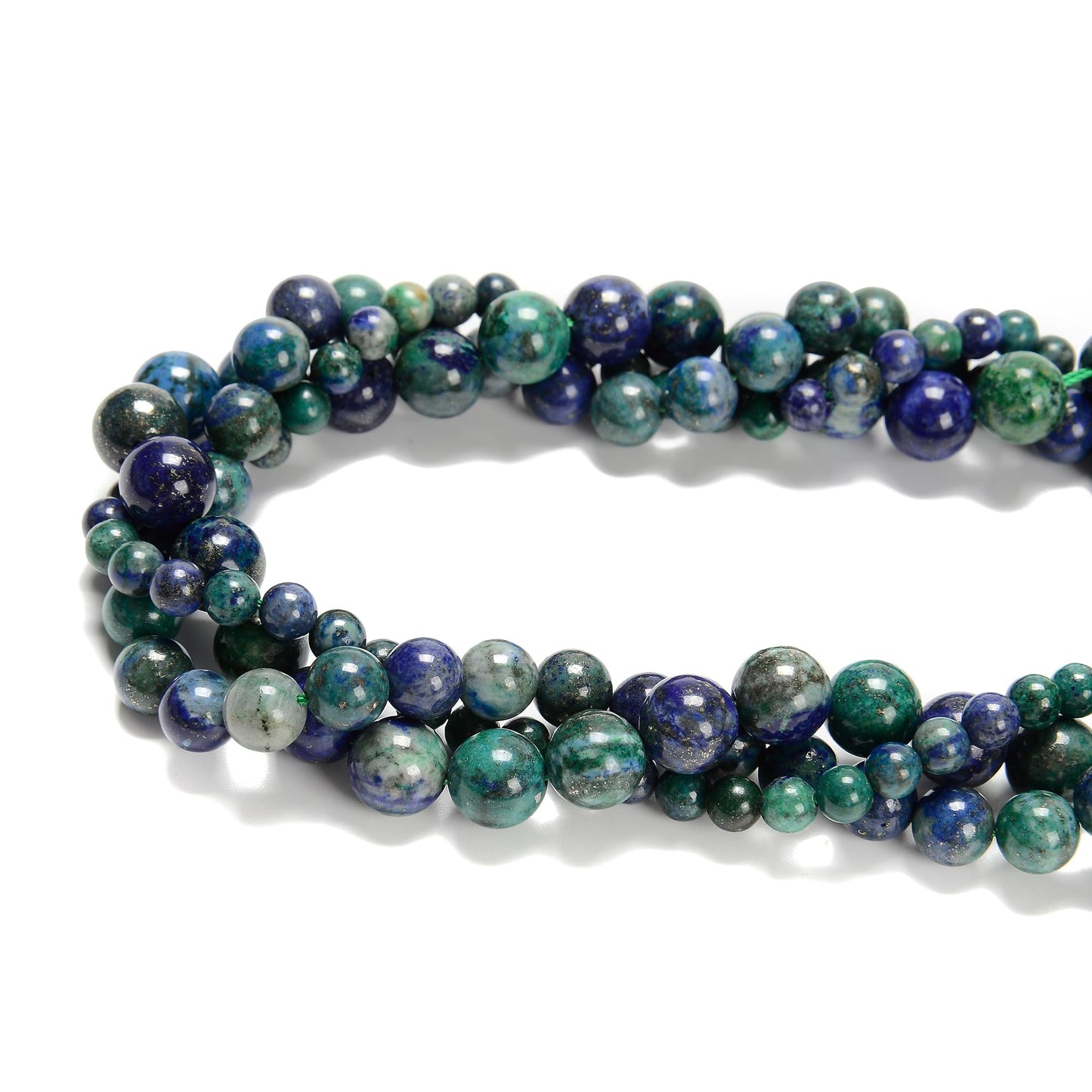 Land Long 120pcs(2 Strand/Set) 6mm Natural Chrysocolla Lapis Lazuli Healing Crystal Beads with Energy Power, Smooth Round Gemstone Beads for Jewlery Bracelets Earrings Making DIY