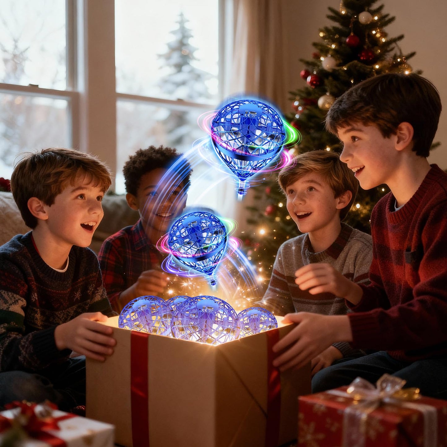 DUSFAN 2025 AI Flying Orb Ball Toy, Galactic Fidget Spinner, Mini Drones Toys for 6 7 8 9 10 11 12+ Year Old Boys Girls Children Indoor Outdoor Toys