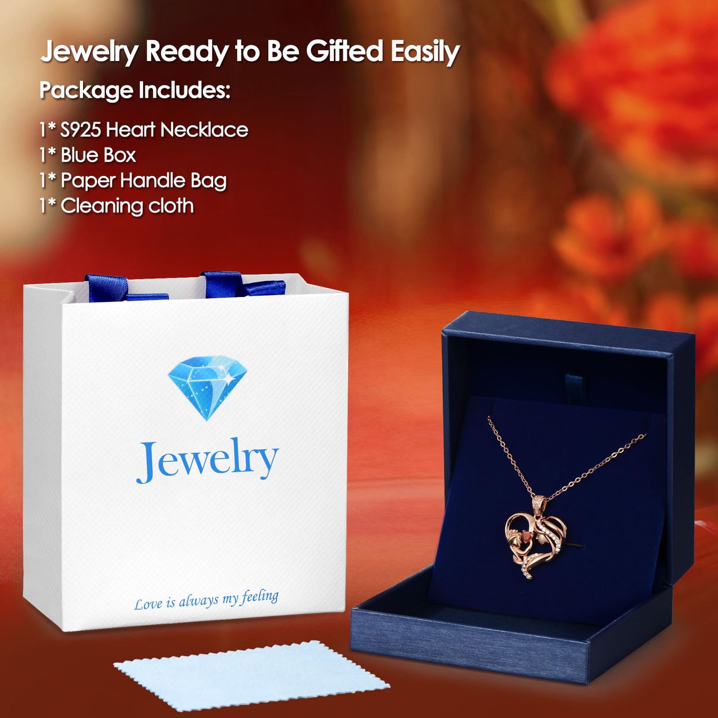 Zifeel Mothers Day Gifts for Mom Wife Her Grandma, S925 Sterling Silver Birthstone Necklaces Jewelry for Women, Mother's Day Love Heart Pendant Necklace for Anniversary Birthday Christmas Day