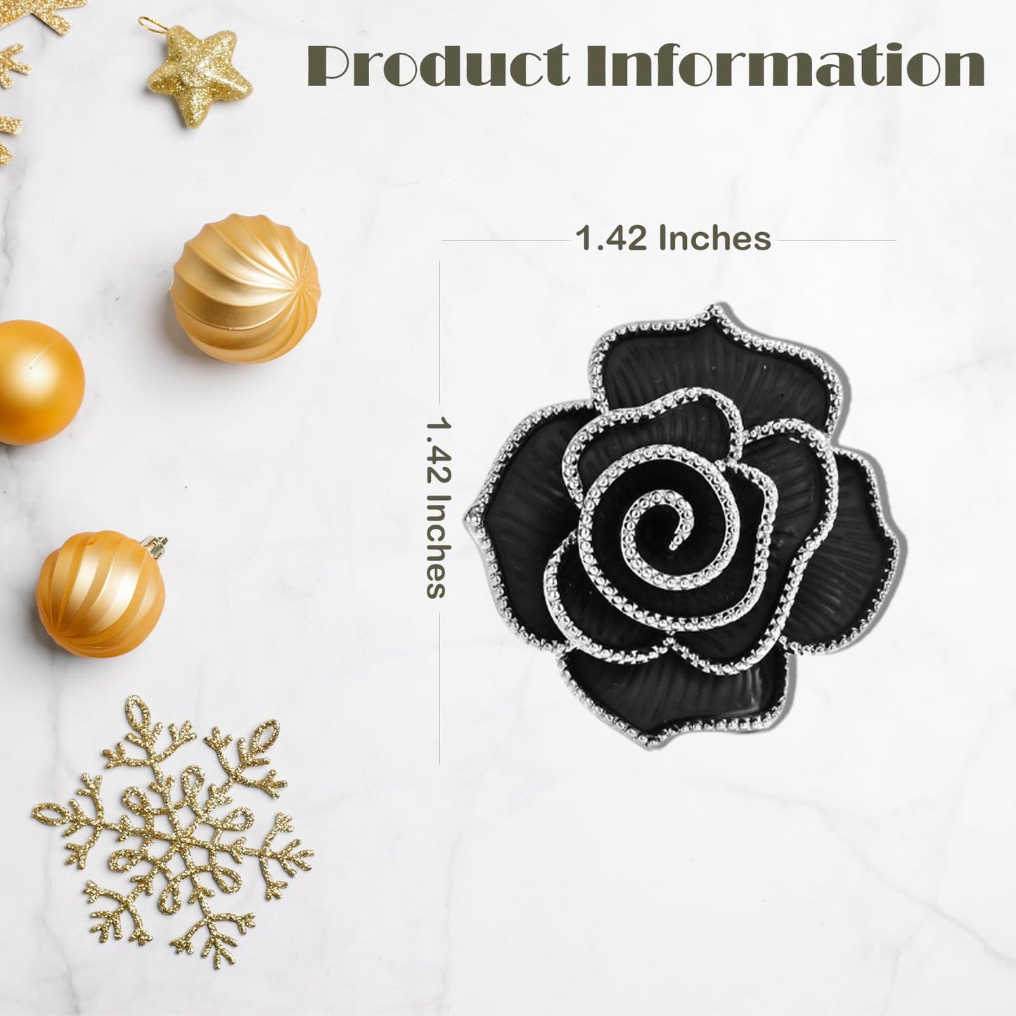UNVAK Black Rose Brooch for Women Rhinestone Rose Brooches Pin Black Rose Lapel Pin Jewelry Mother's Day Wedding Gifts for Mom Wife