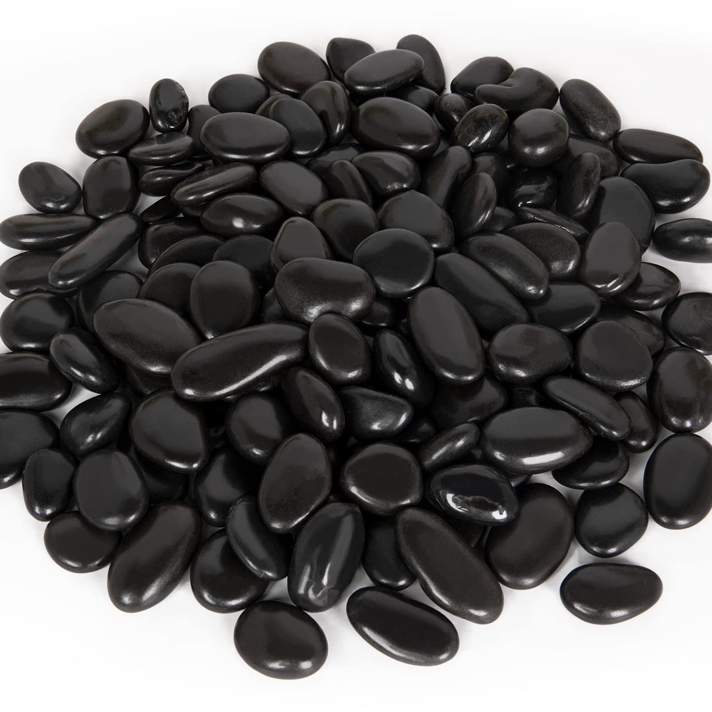 GASPRO 15lb Black River Rocks for Landscaping Outdoor, Polished Black Pebbles for Planters - 1 to 2 Inch, Large Decorative Stones for Garden Decor