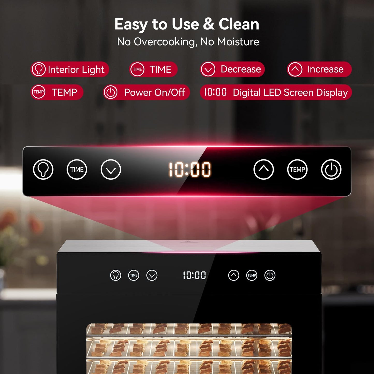 Food Dehydrator, Fruit Dryer Machine with Adjustable Timer & Temperature, 8 Stainless Steel Trays, Quiet Operation, 650W Powerful Dehydrator for Jerky, Fruits, Herbs, Dog Treats