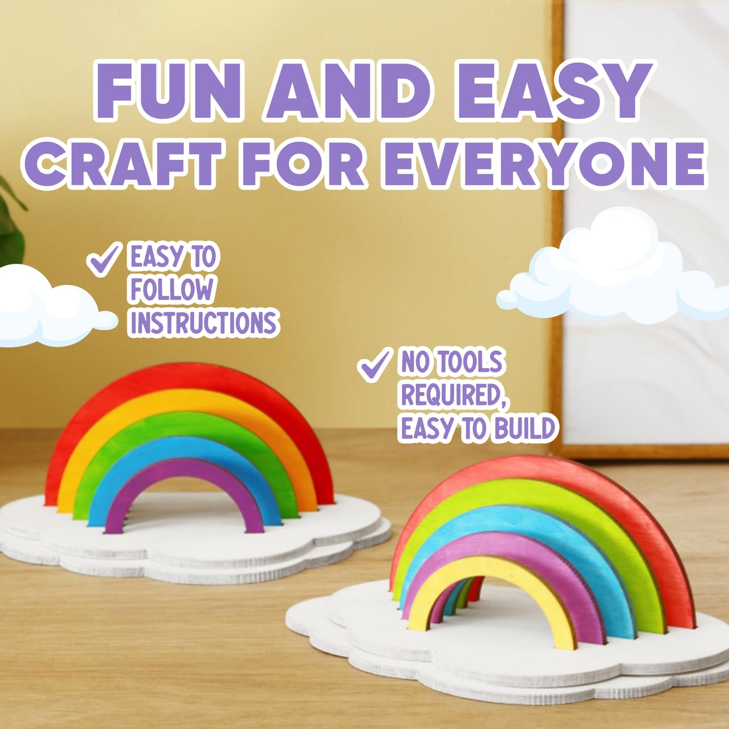 CRAFTY HAPPITOYS Set of 9 DIY Rainbow Craft Painting Set - Easter Gift Craft for Kids 6-8, 8-12 Years Old - Fun Craft Kit - Kids Party Favors
