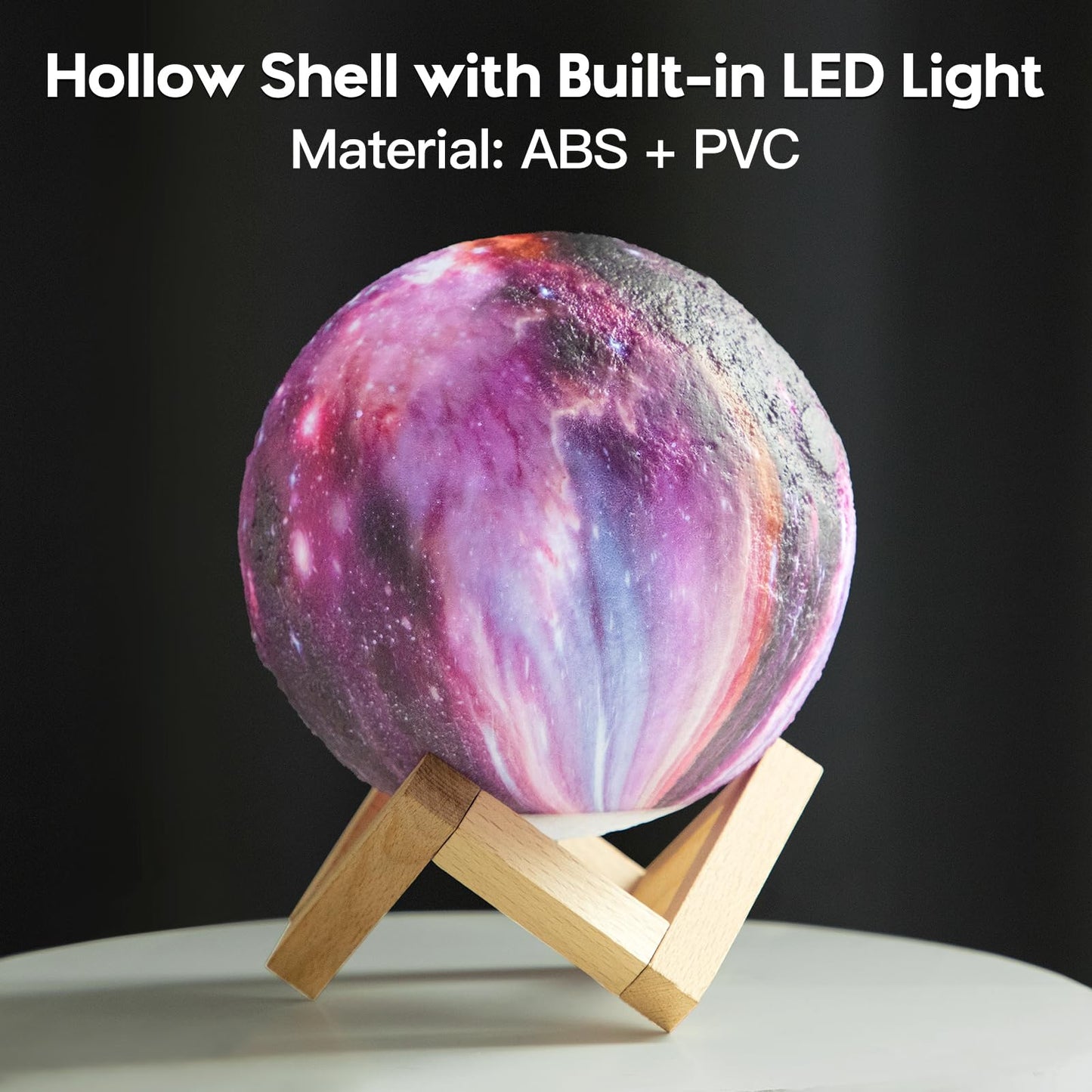 BRIGHTWORLD Moon Lamp Galaxy Lamp 5.9 inch 16 Colors LED 3D Moon Light, Remote & Touch Control Moon Night Light Gifts for Girls Boys Kids Women Birthday(Wooden Base)