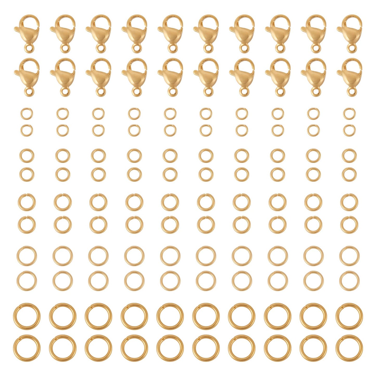 DIY Jewelry Making Kits Craftdady 25pcs 18K Gold Plated Stainless Steel Lobster Claw Clasps 658pcs 3mm 4mm 5mm 6mm 7mm Brass Open Jump Rings for DIY Bracelet Necklace Jewelry Making