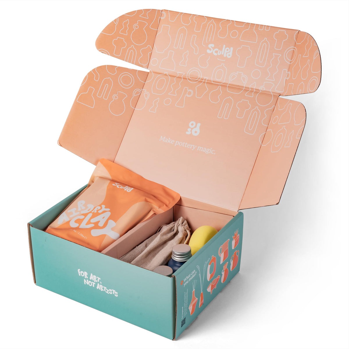 Sculpd - The Original Pottery Kit for Adults - Air Dry Clay for Adults, Tools, Varnish, Brushes, Mother's Day Activities, Arts & Crafts Set, Gloss Varnish