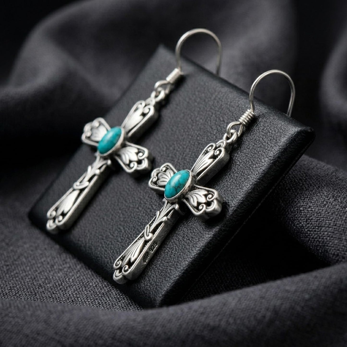 Eetaitai Natural Turquoise Earrings for Men Women 925 Sterling Silver Cross Western Dangle Earrings Boho Jewelry Mothers Day Gifts for Mom Wife Sister
