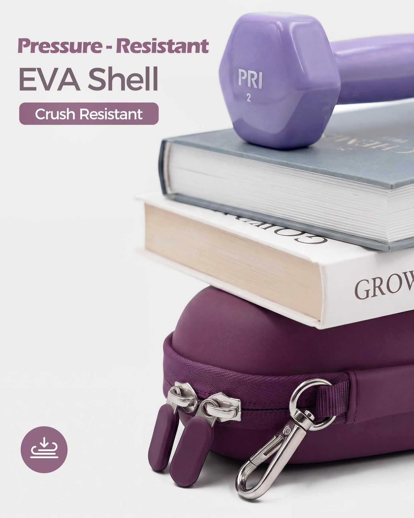 ProCase Double Sunglasses Case, Hard EVA Shell Shockproof Dual Eyeglass Case for Men Women with Metal Hook and Velvet Lining, Travel Zipper Glasses Holder Organizer for Couple Gifts -Plum